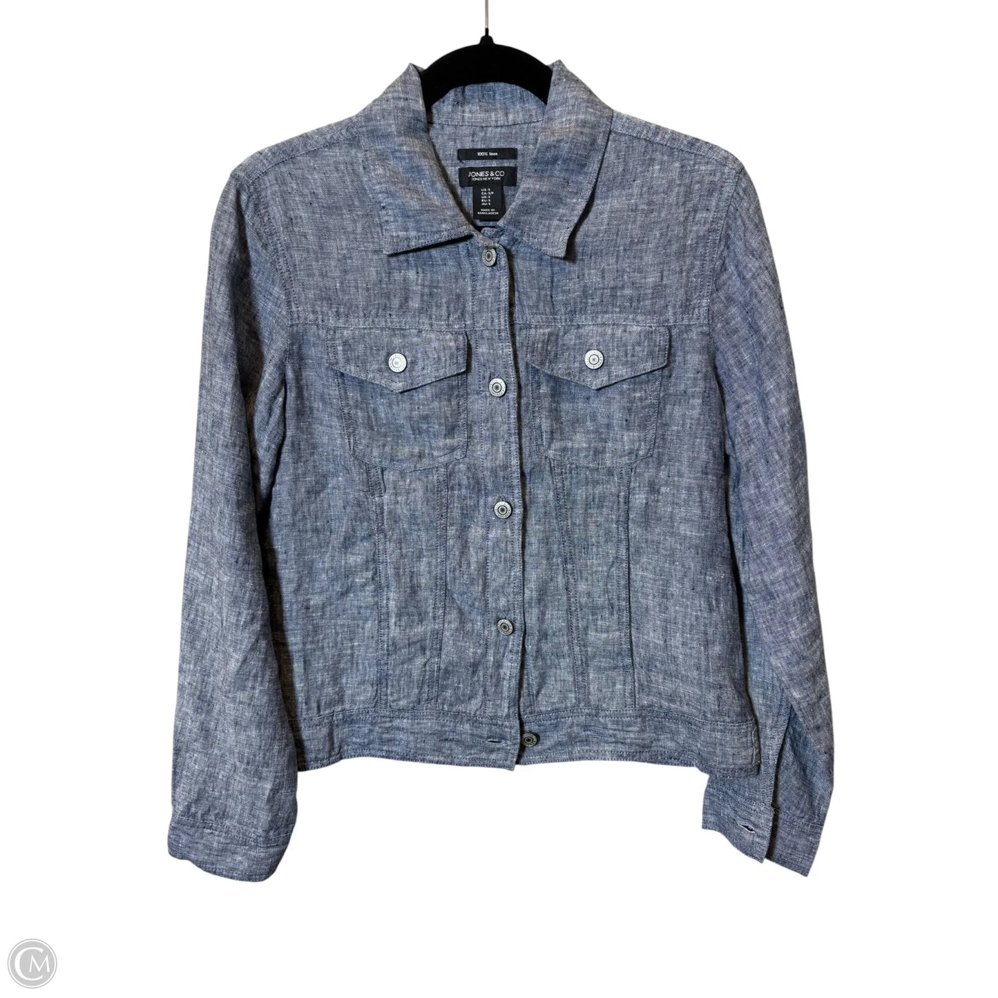 Top Long Sleeve By Jones And Co In Blue, Size: S