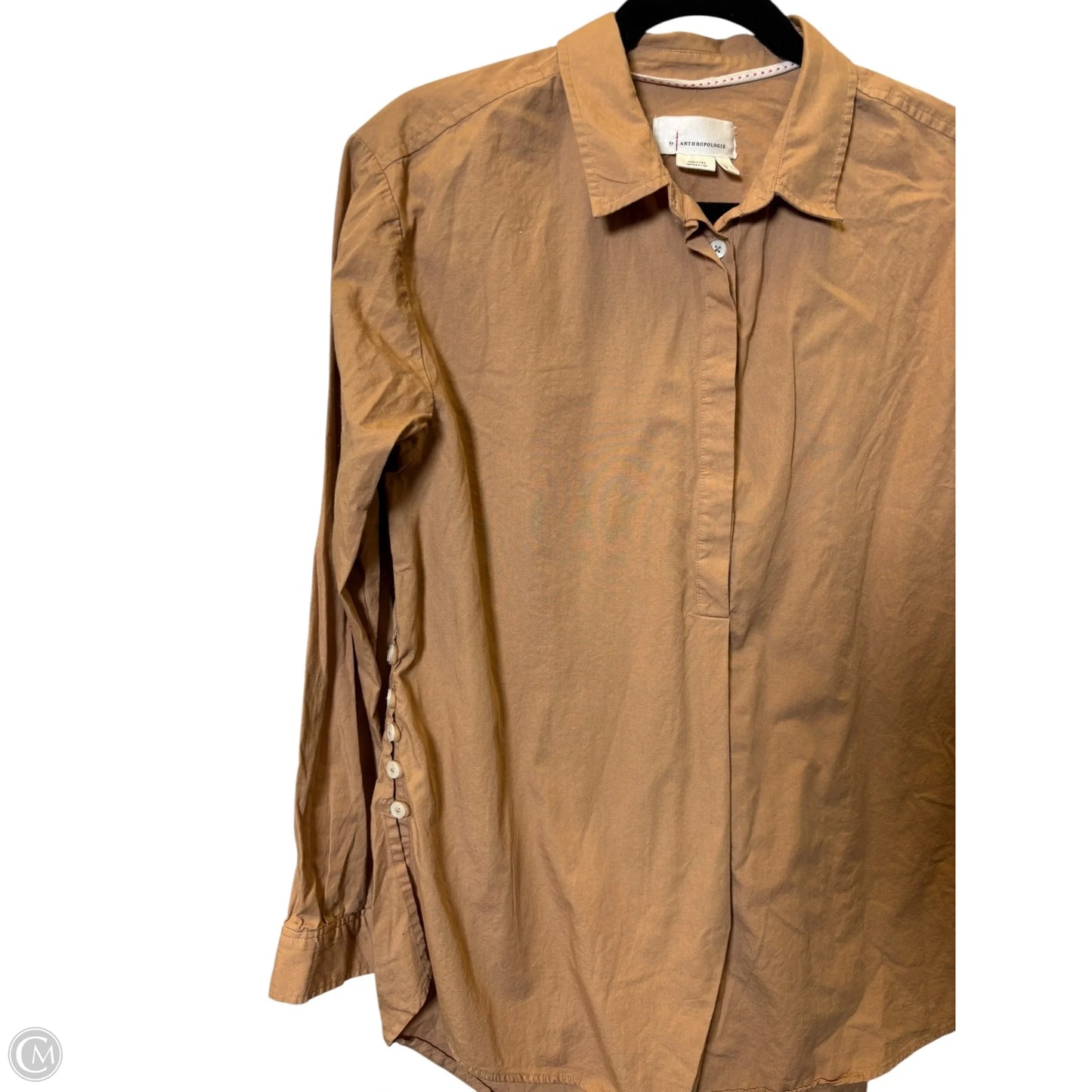 Blouse Long Sleeve By Anthropologie In Tan, Size: S