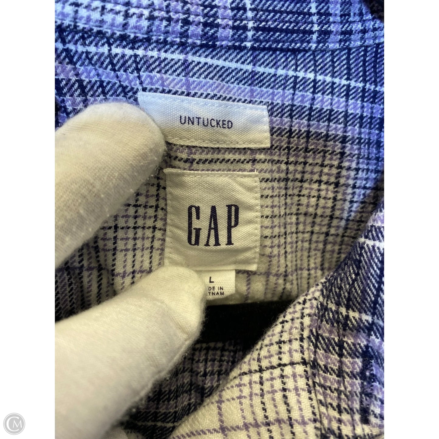 Top Long Sleeve By Gap In Plaid Pattern, Size: L