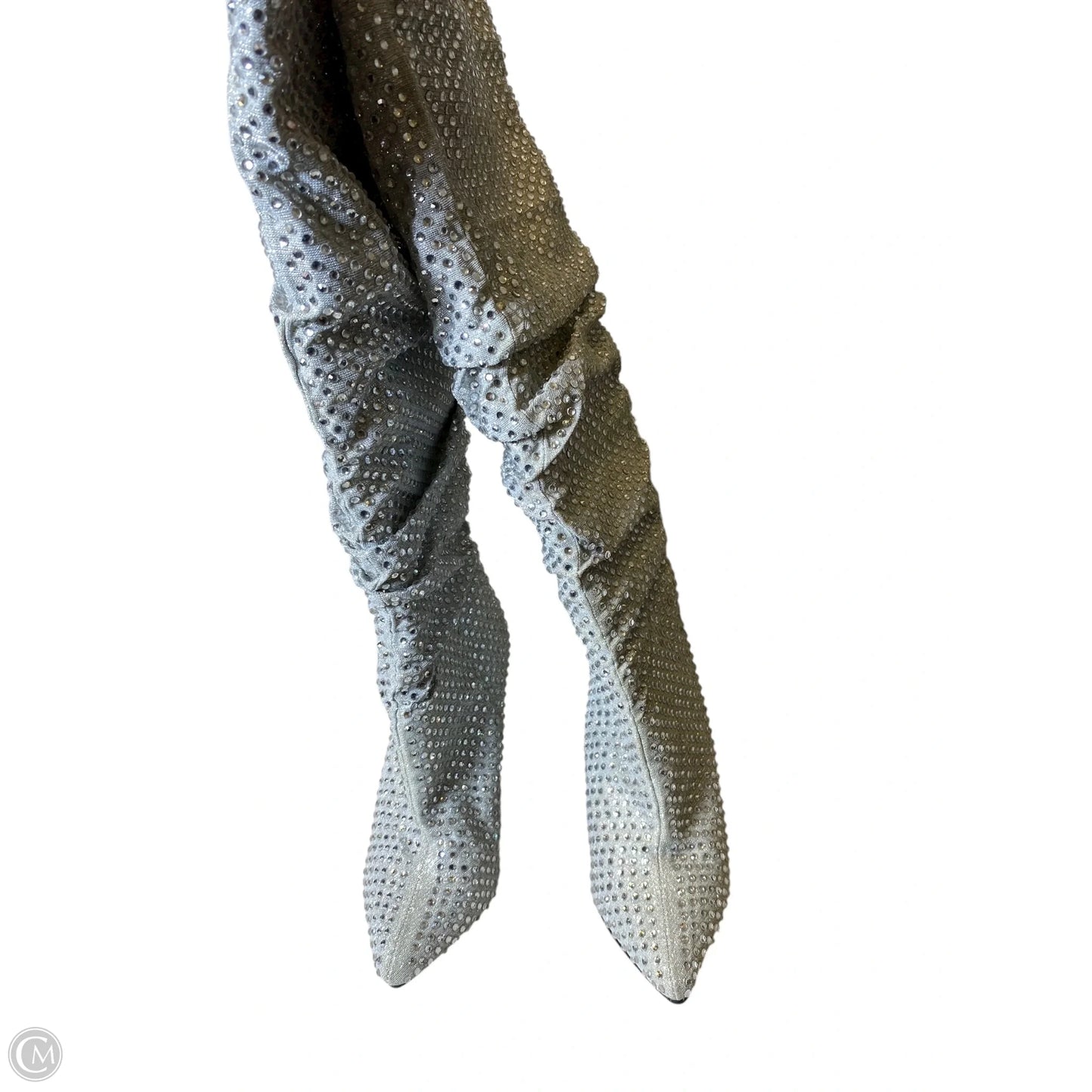Boots Ankle Heels By Bamboo In Silver, Size: 6.5