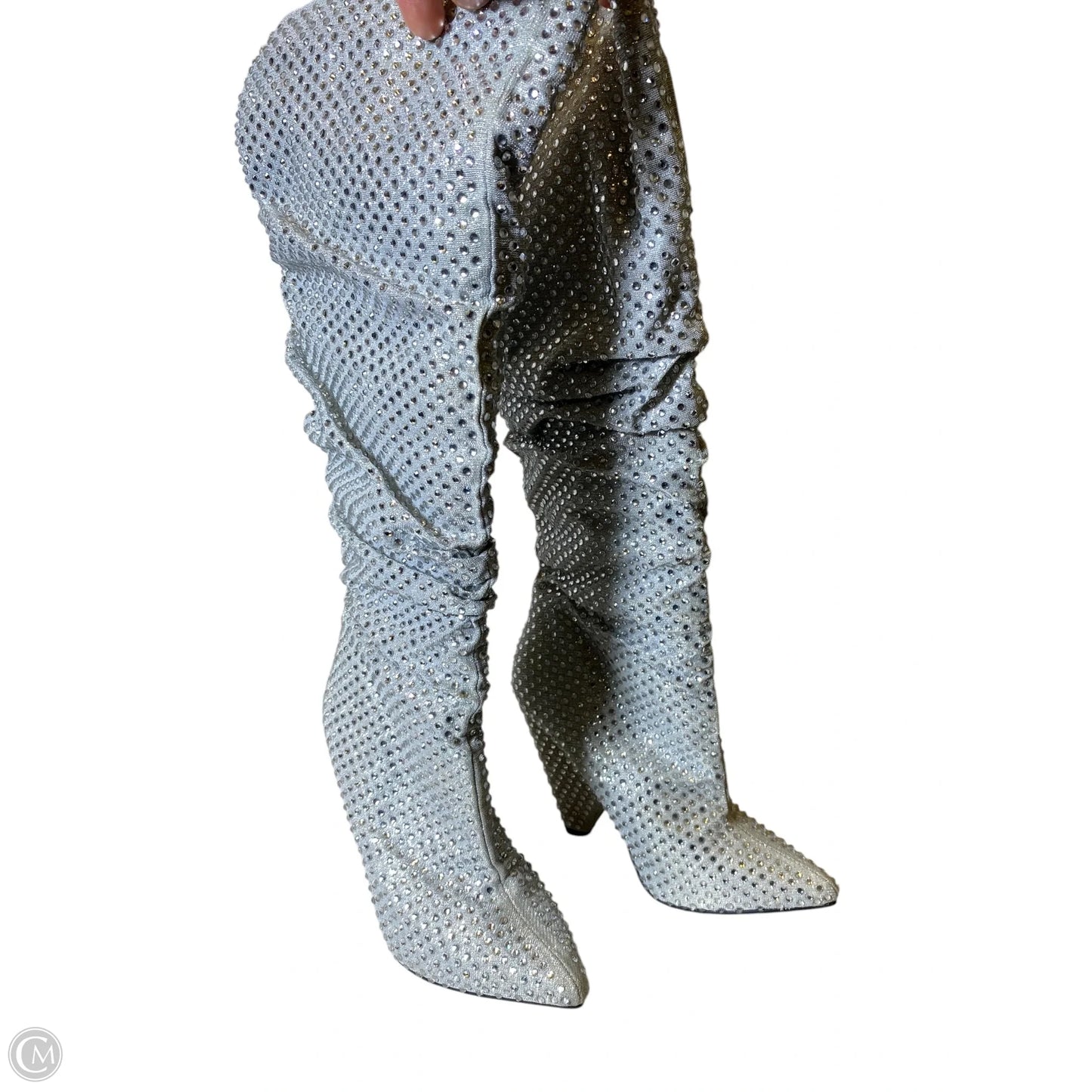 Boots Ankle Heels By Bamboo In Silver, Size: 6.5