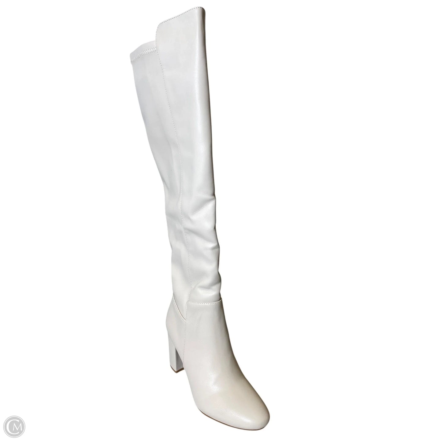 Boots Knee Heels By Top Moda In Ivory, Size: 8