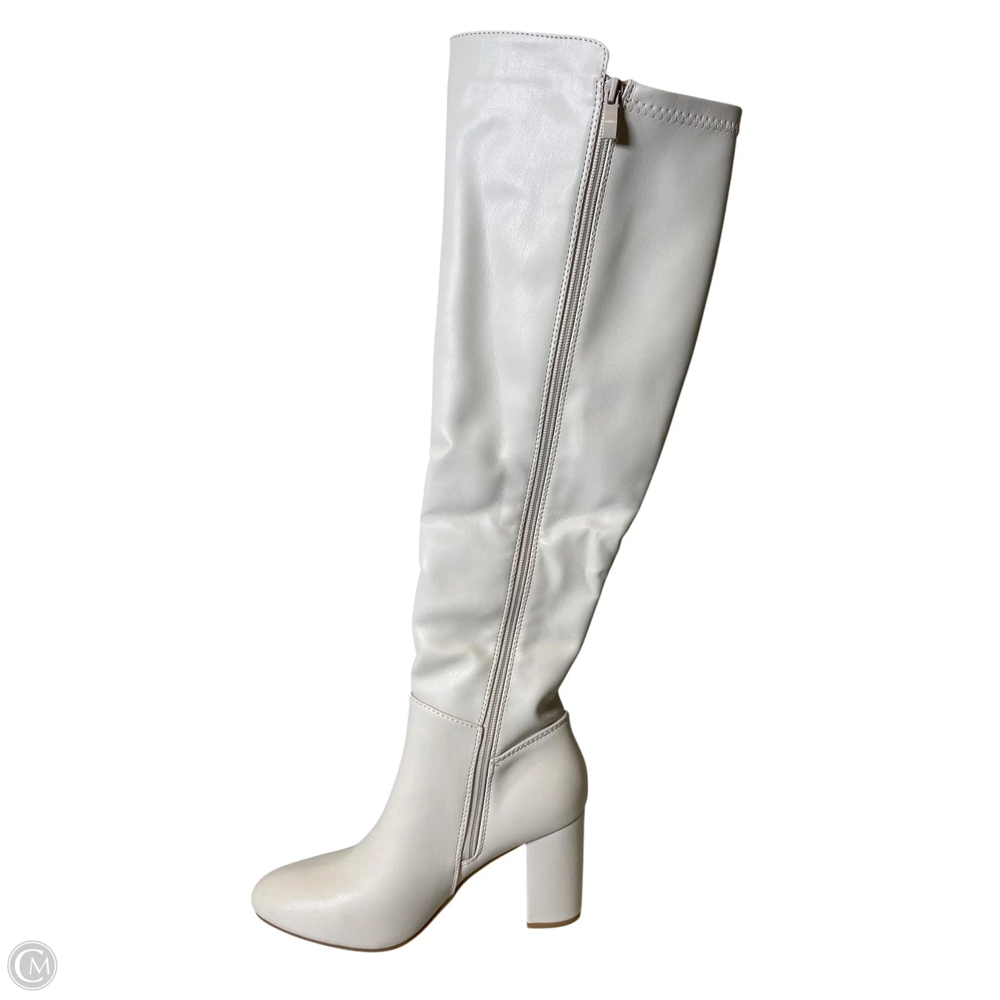 Boots Knee Heels By Top Moda In Ivory, Size: 8