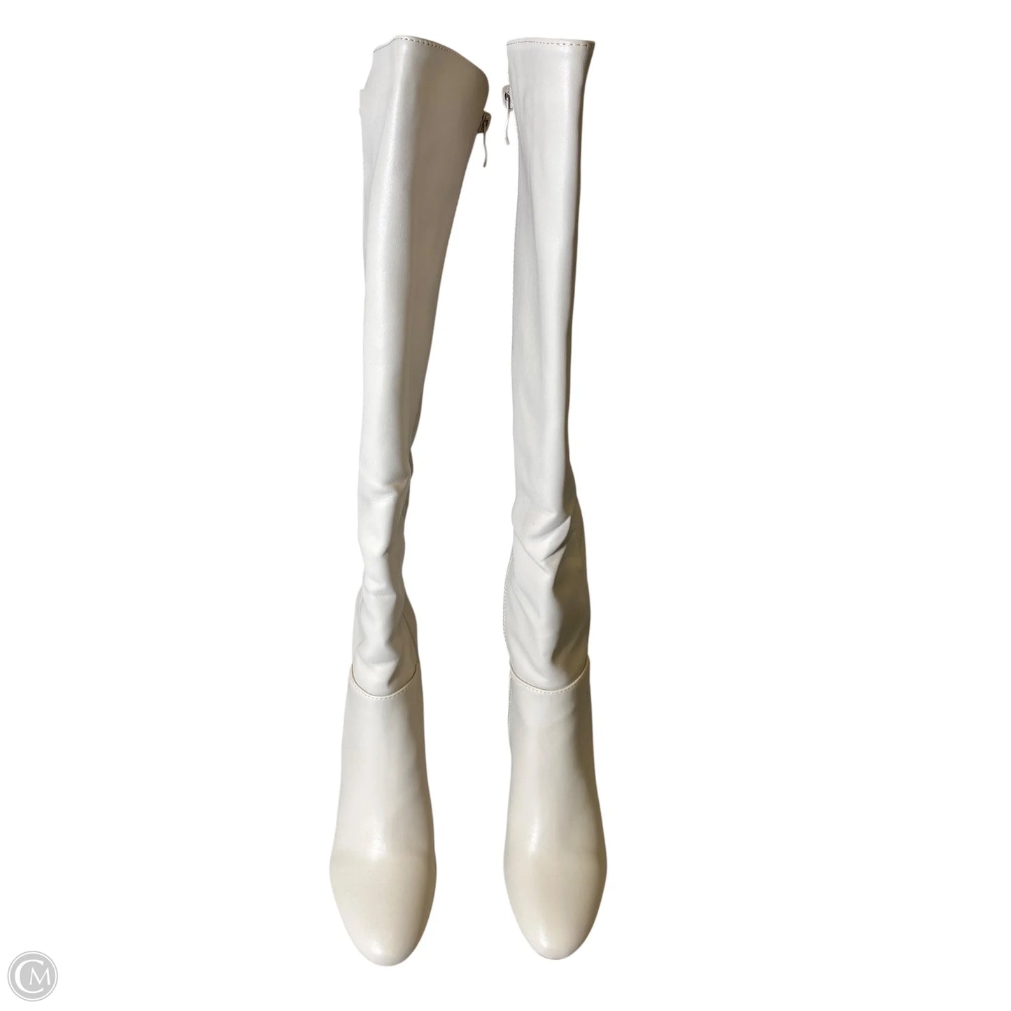 Boots Knee Heels By Top Moda In Ivory, Size: 8