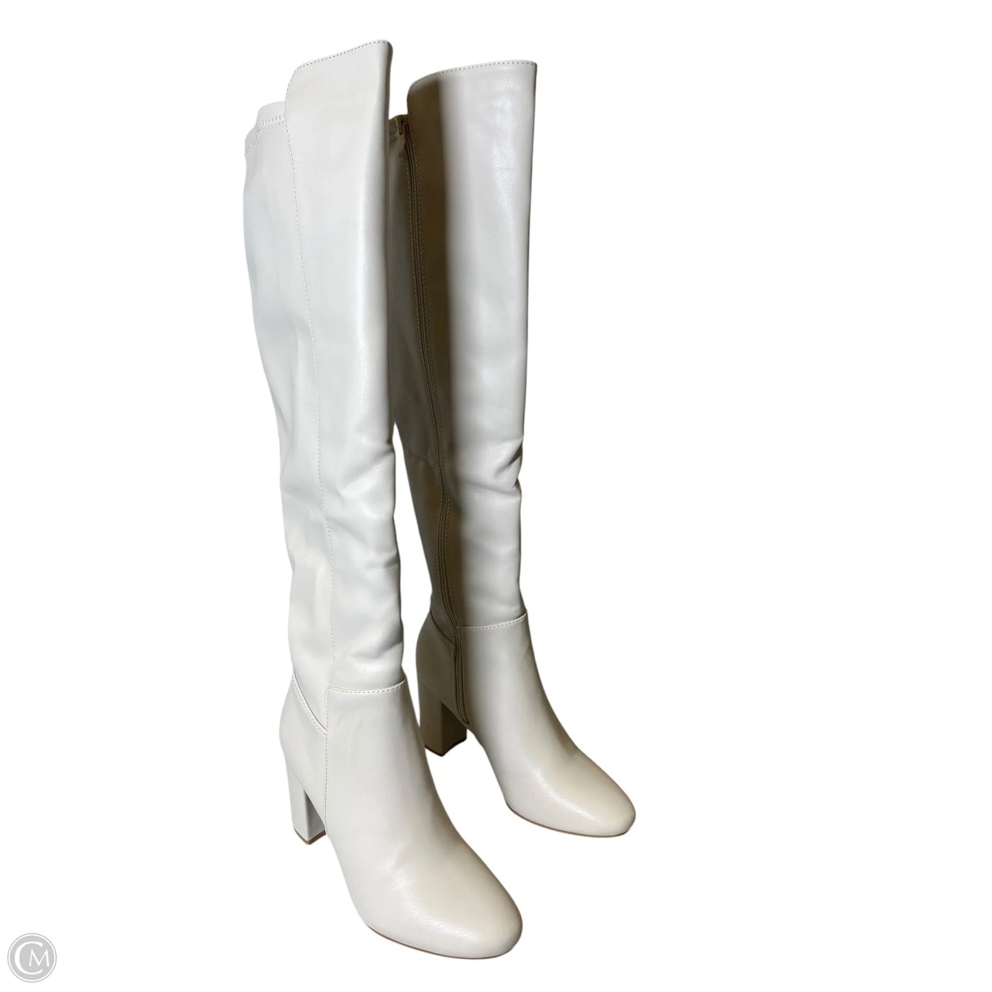 Boots Knee Heels By Top Moda In Ivory, Size: 8