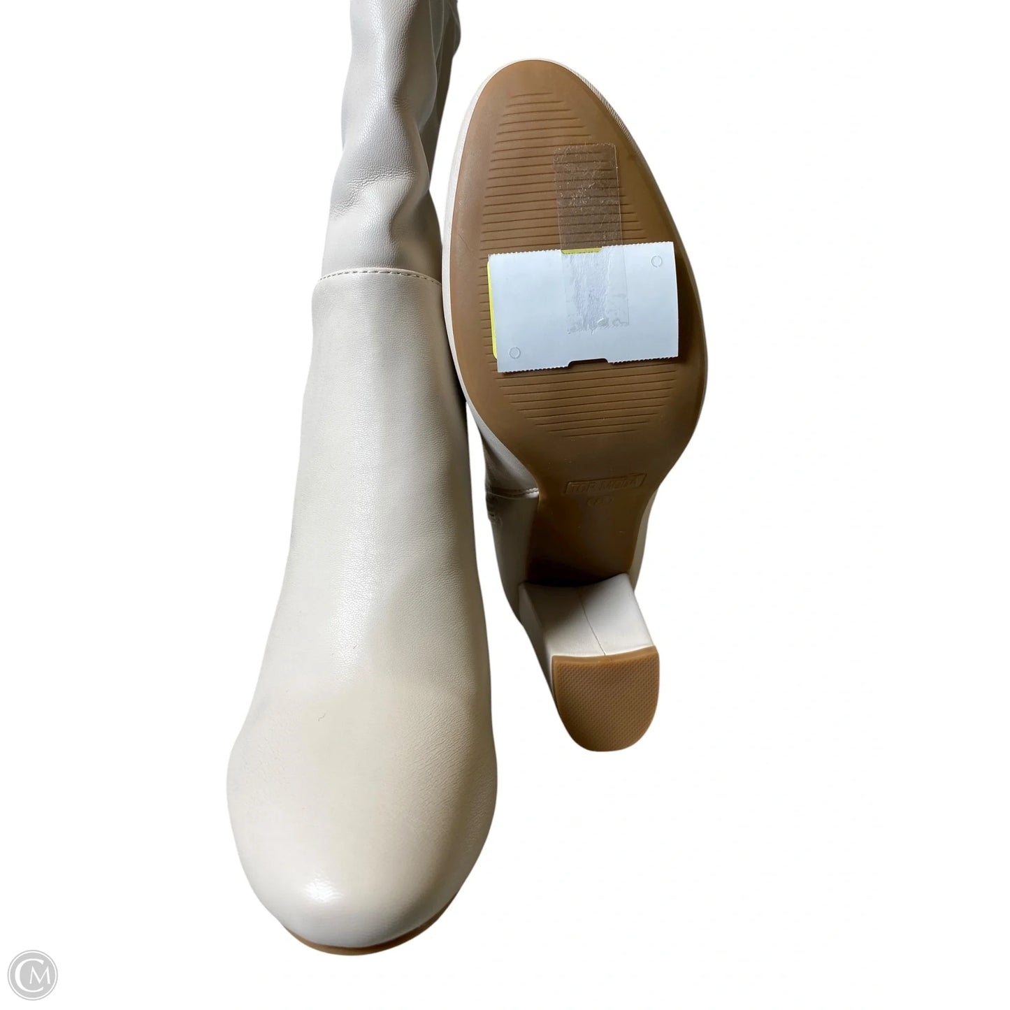 Boots Knee Heels By Top Moda In Ivory, Size: 8
