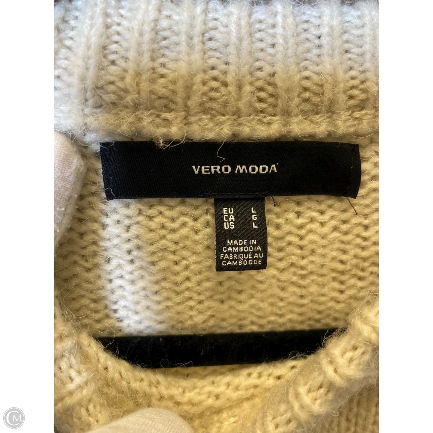 Sweater By Vero Moda In Cream & Yellow, Size: L