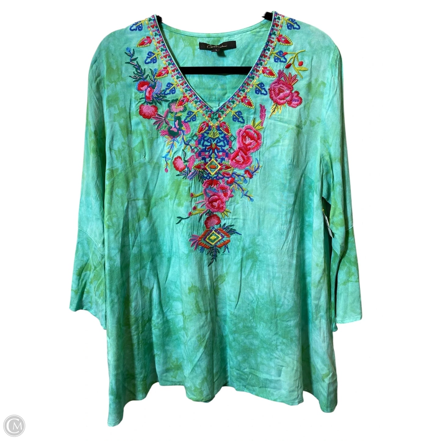 Top 3/4 Sleeve By Clothes Mentor In Multi-colored, Size: L