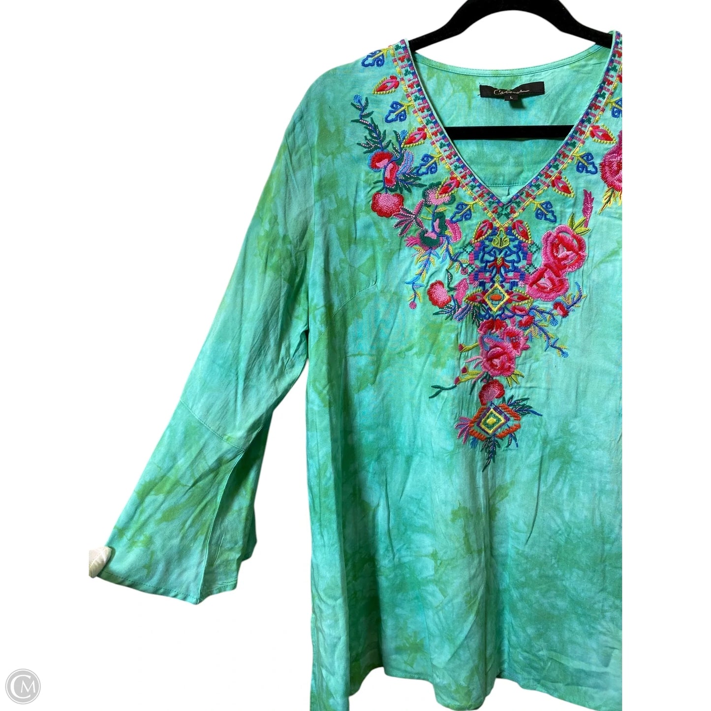 Top 3/4 Sleeve By Clothes Mentor In Multi-colored, Size: L