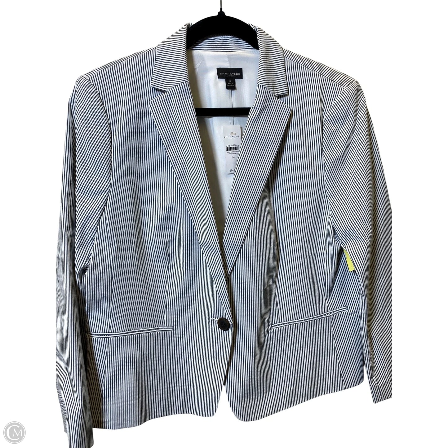 Blazer By Ann Taylor In Striped Pattern, Size: 14