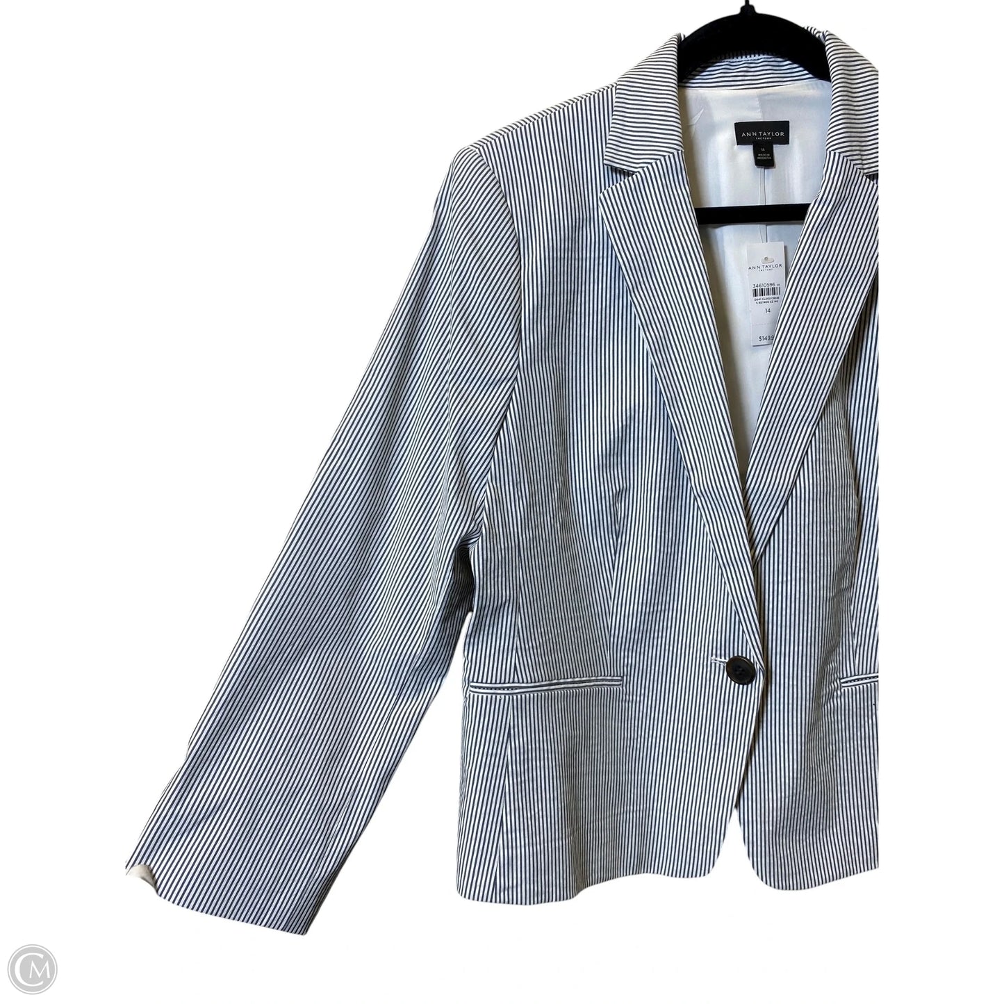 Blazer By Ann Taylor In Striped Pattern, Size: 14