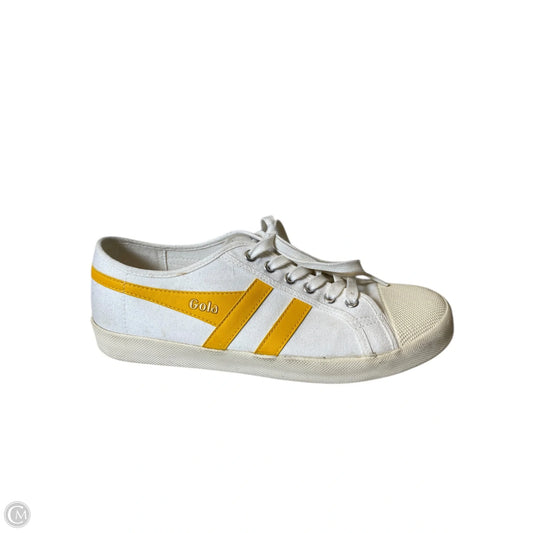 Shoes Athletic By Gola In White & Yellow, Size: 10