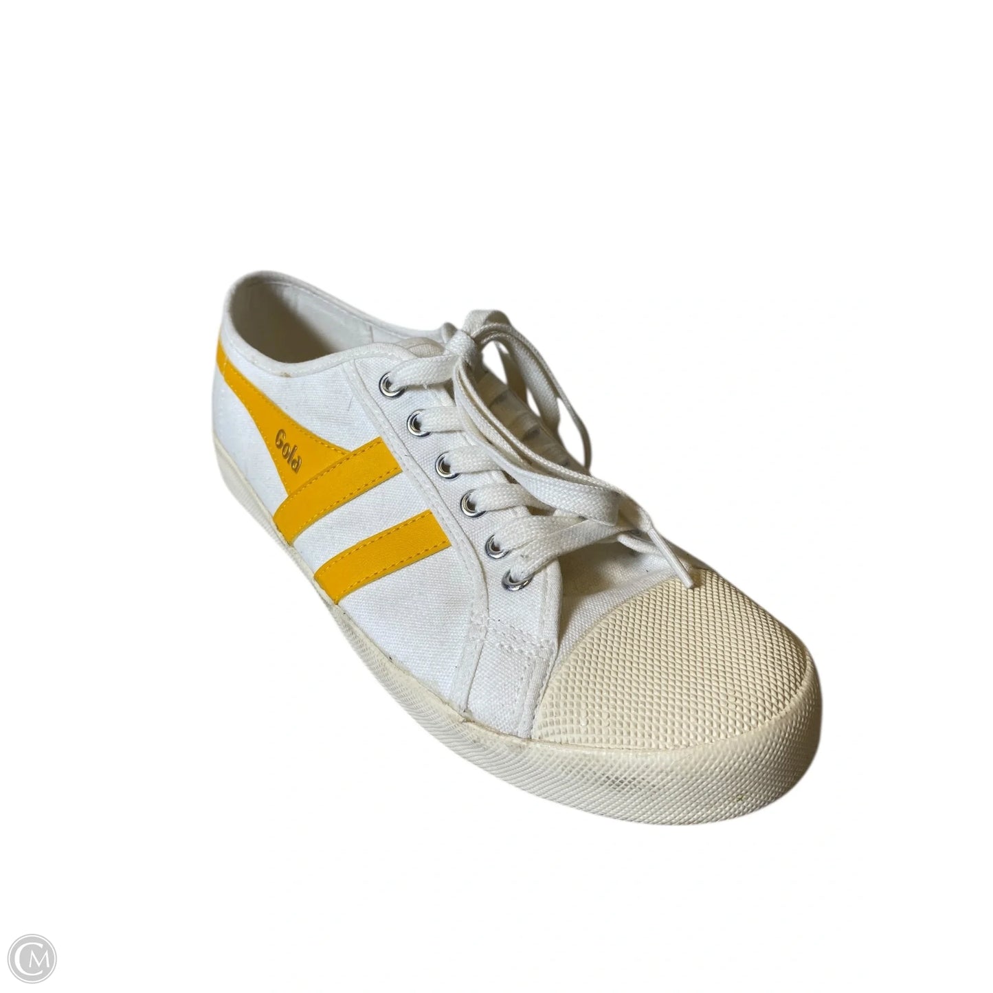 Shoes Athletic By Gola In White & Yellow, Size: 10