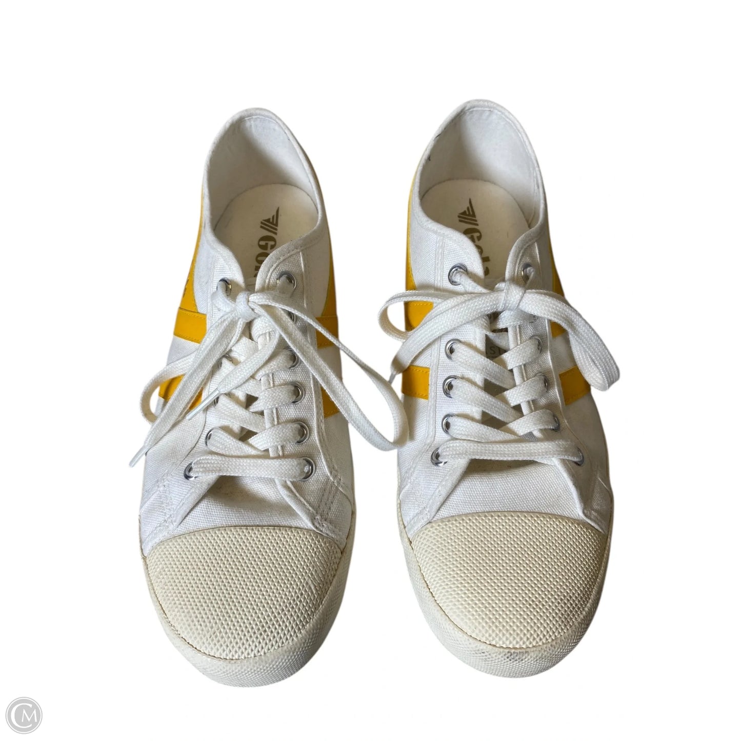 Shoes Athletic By Gola In White & Yellow, Size: 10