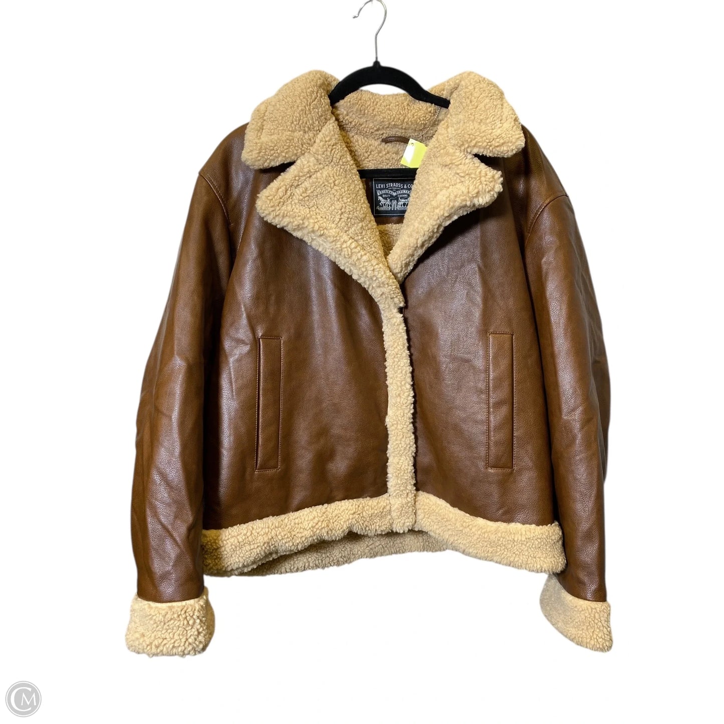 Jacket Faux Fur & Sherpa By Levis In Brown, Size: L