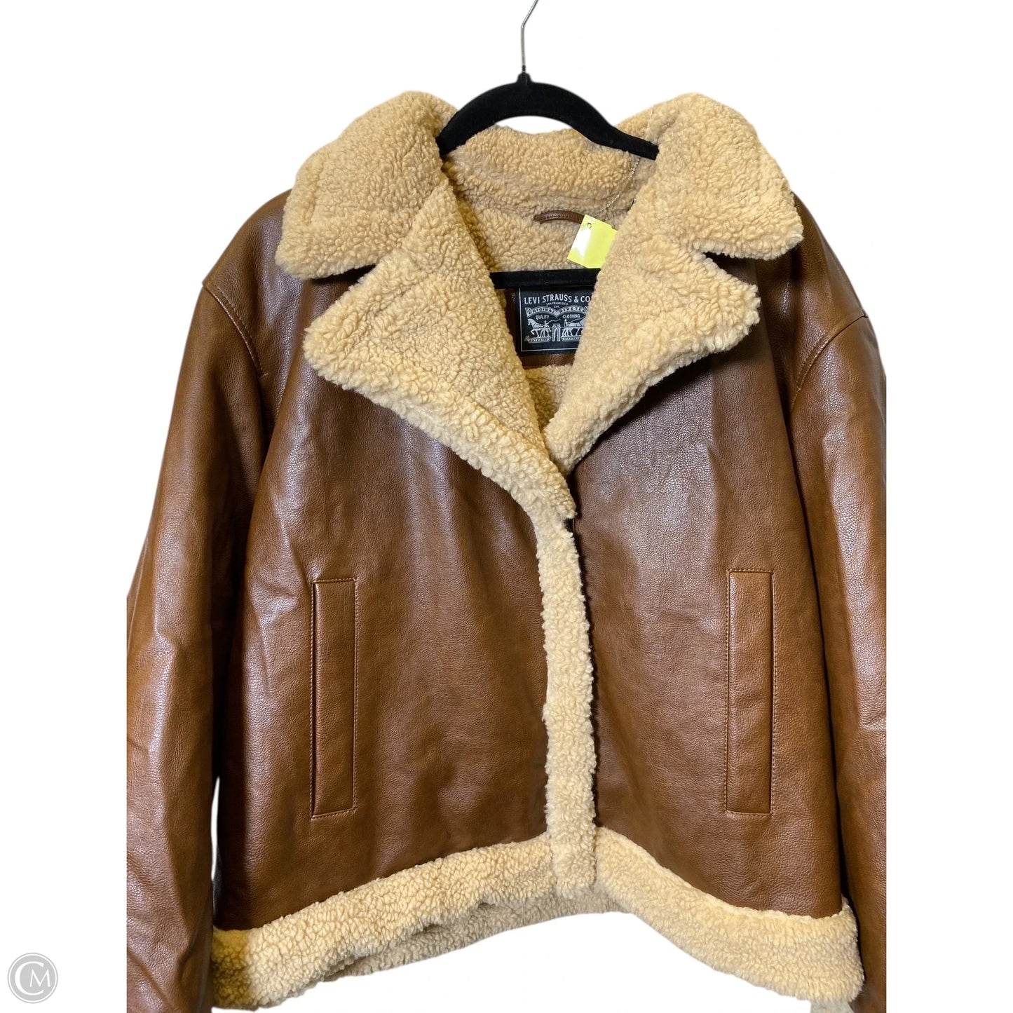Jacket Faux Fur & Sherpa By Levis In Brown, Size: L