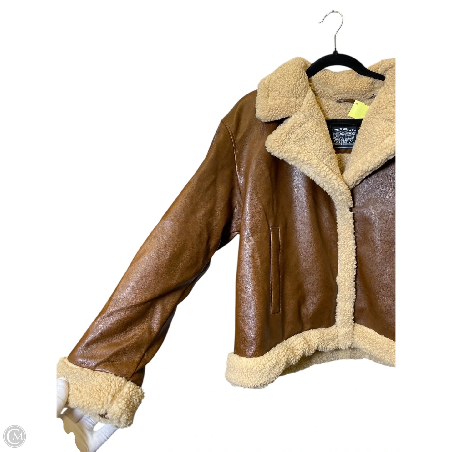 Jacket Faux Fur & Sherpa By Levis In Brown, Size: L