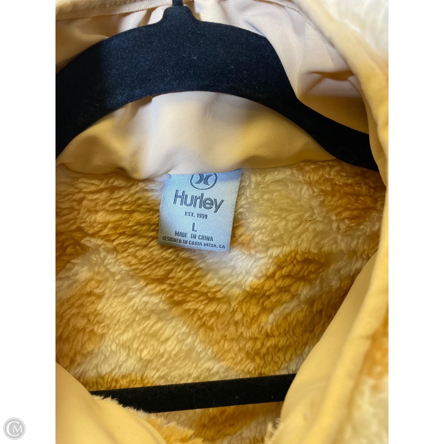 Jacket Faux Fur & Sherpa By Hurley In White & Yellow, Size: L