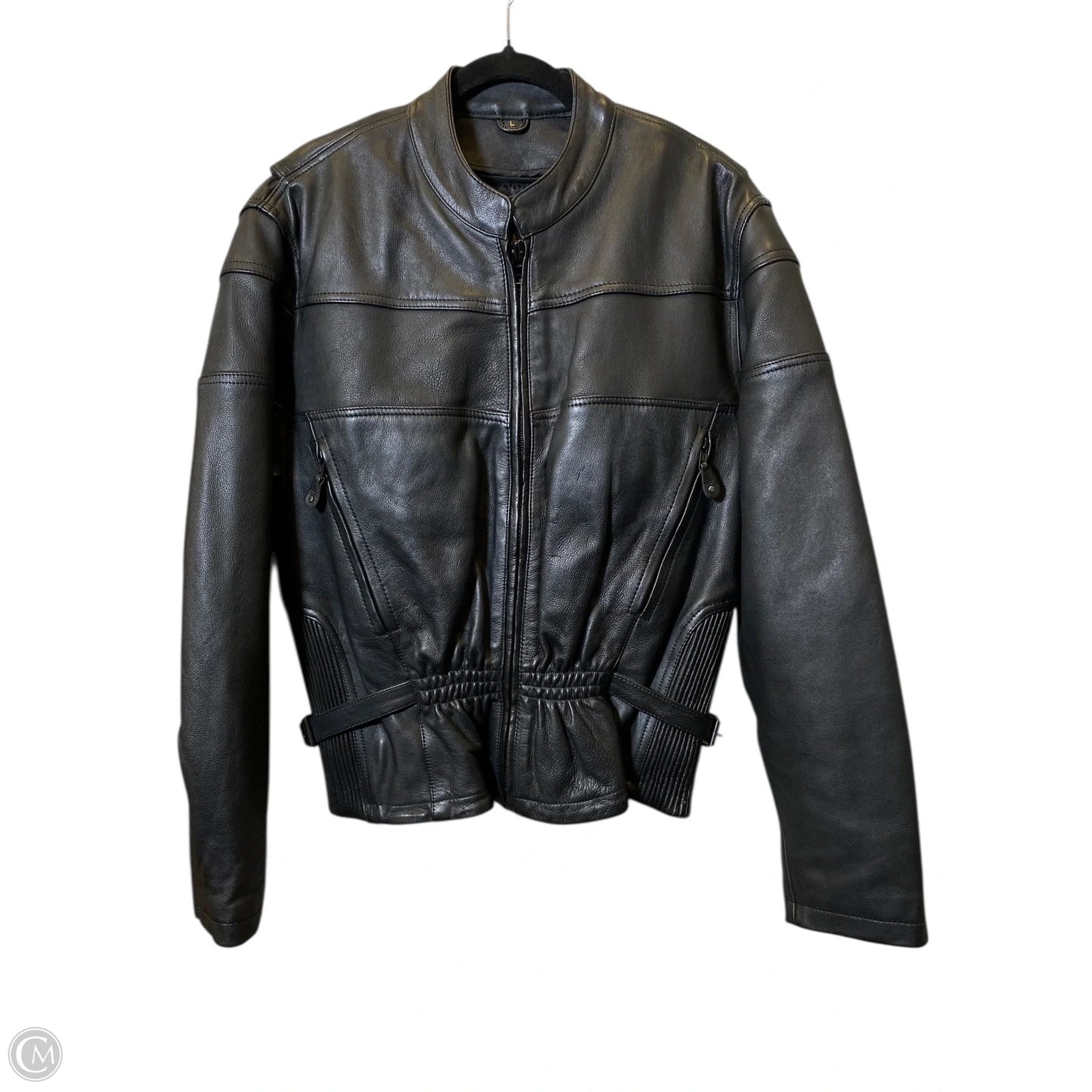 Jacket Leather By Clothes Mentor In Black, Size: L