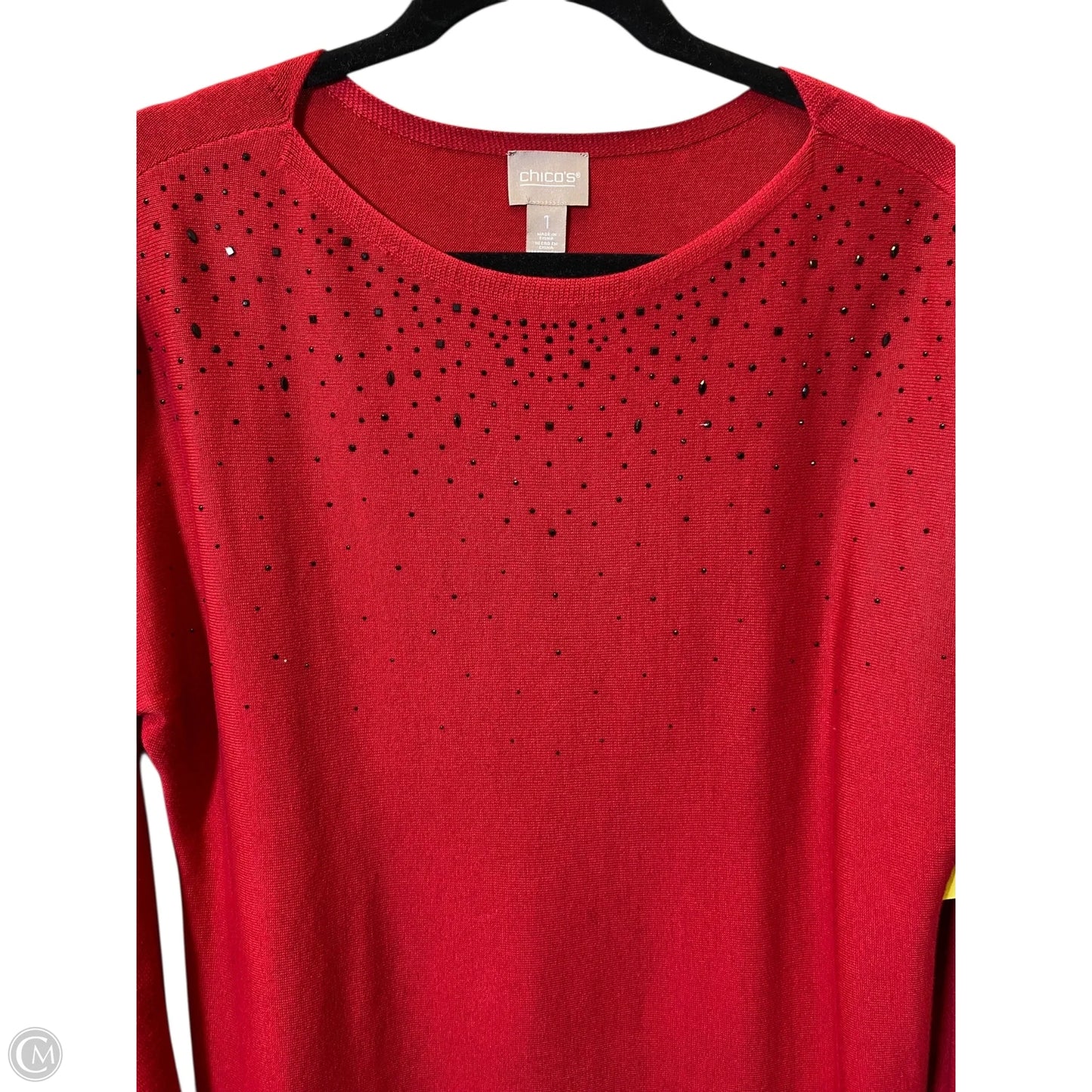 Top Long Sleeve By Chicos In Black & Red, Size: M