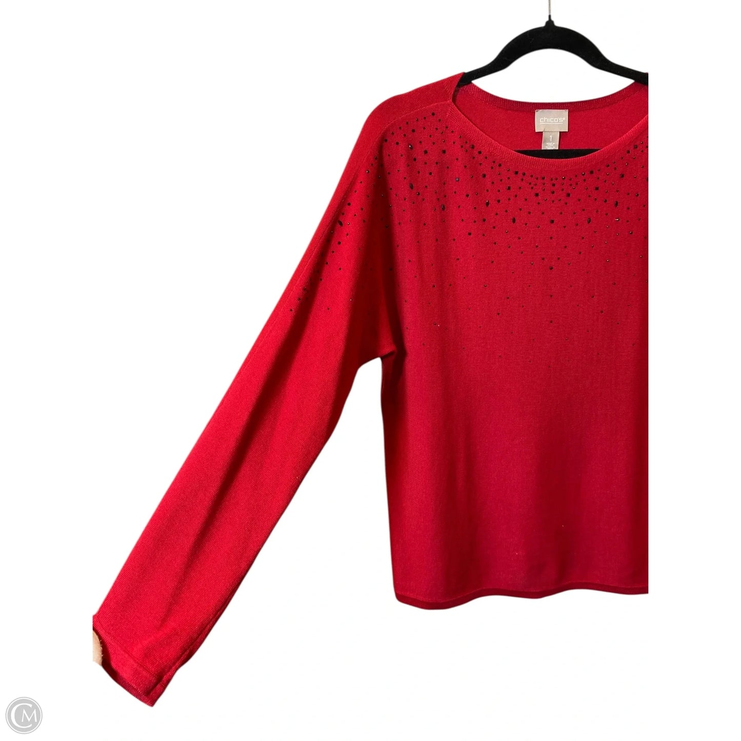 Top Long Sleeve By Chicos In Black & Red, Size: M