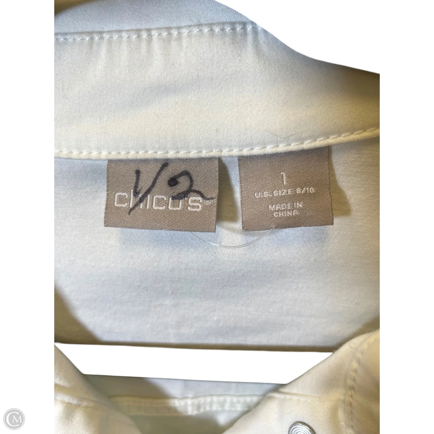 Jacket Denim By Chicos In White, Size: M