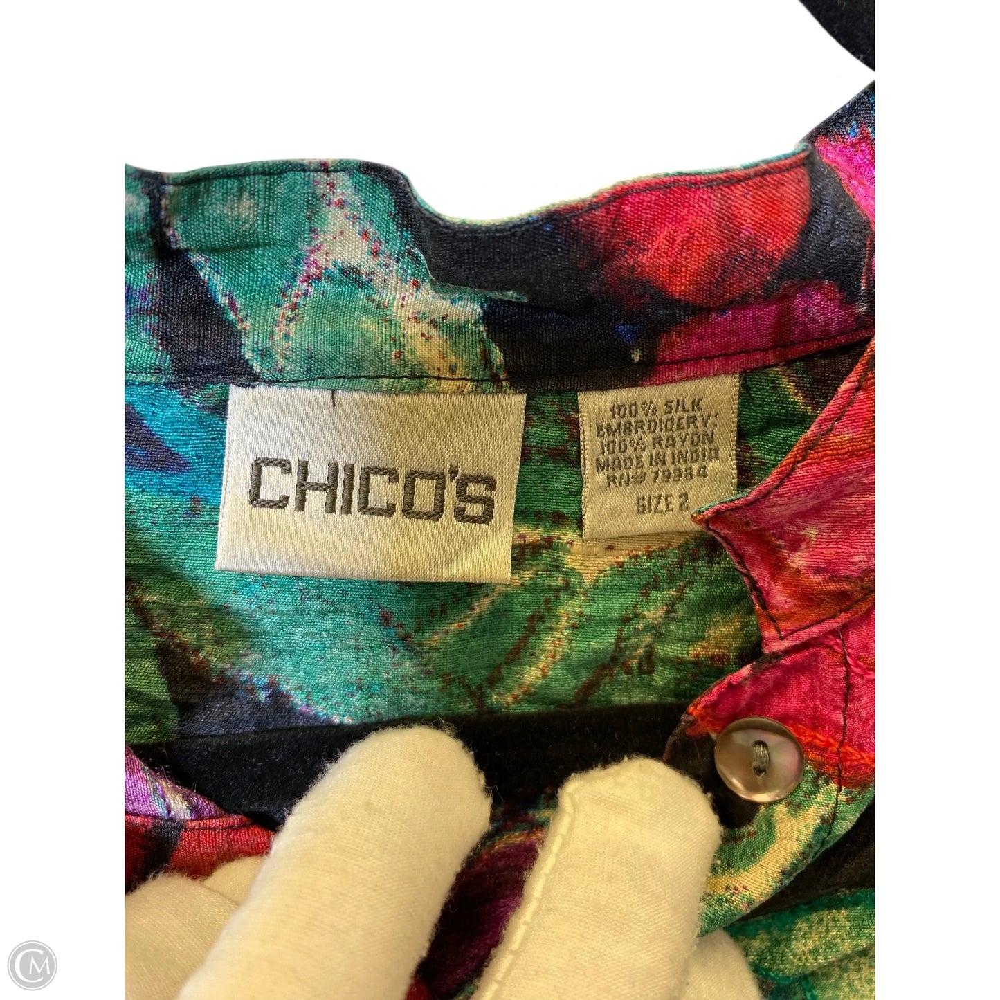 Top Long Sleeve By Chicos In Multi-colored, Size: L