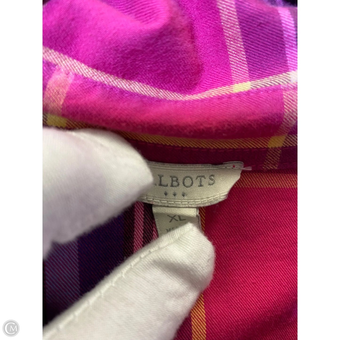 Top Long Sleeve By Talbots In Plaid Pattern, Size: Xl