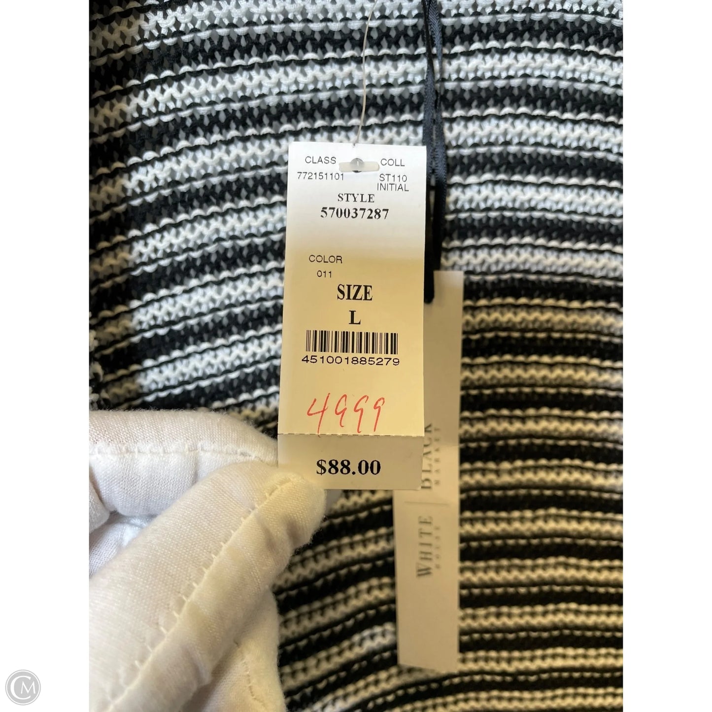 Cardigan By White House Black Market In Black & White, Size: L