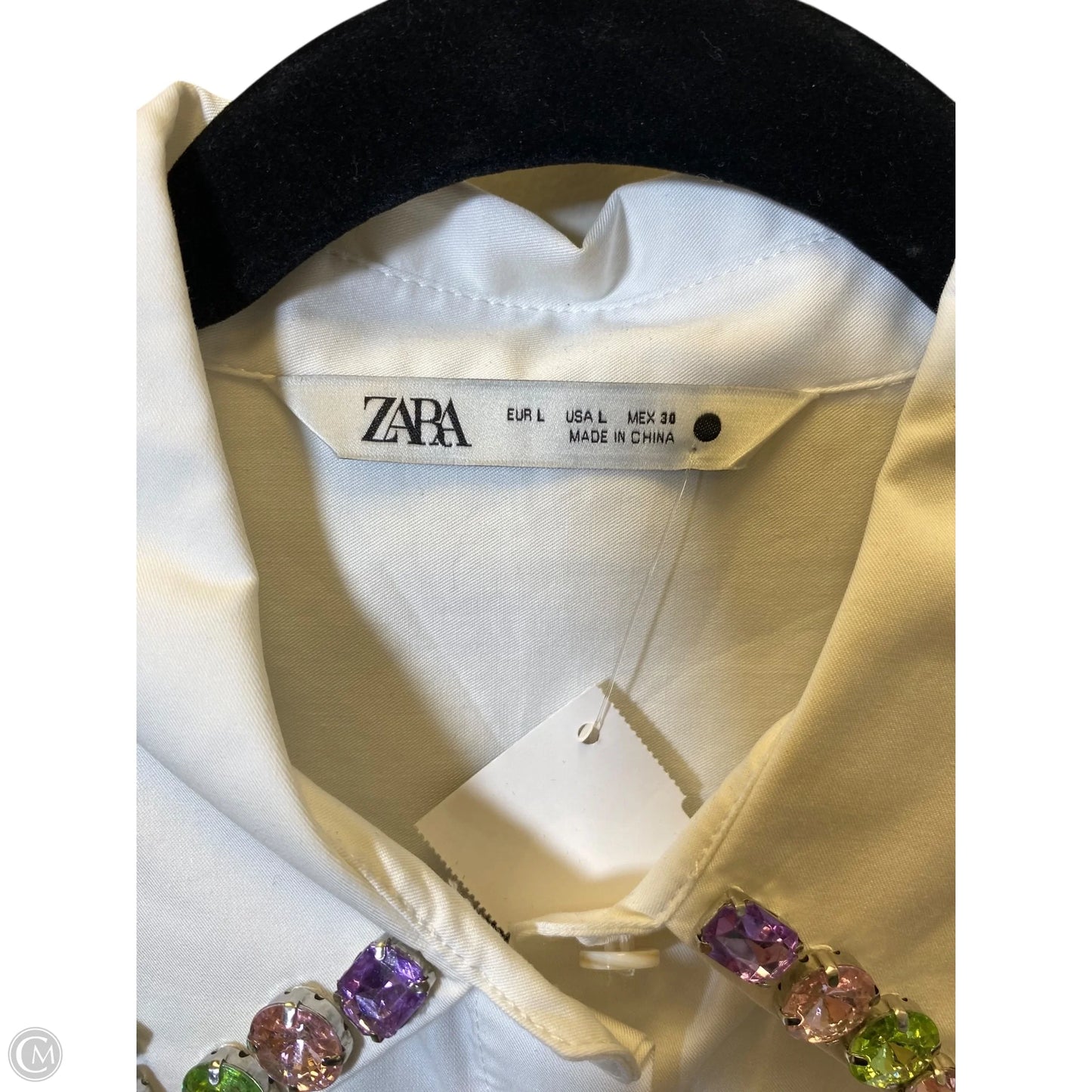 Blouse Long Sleeve By Zara In White, Size: L
