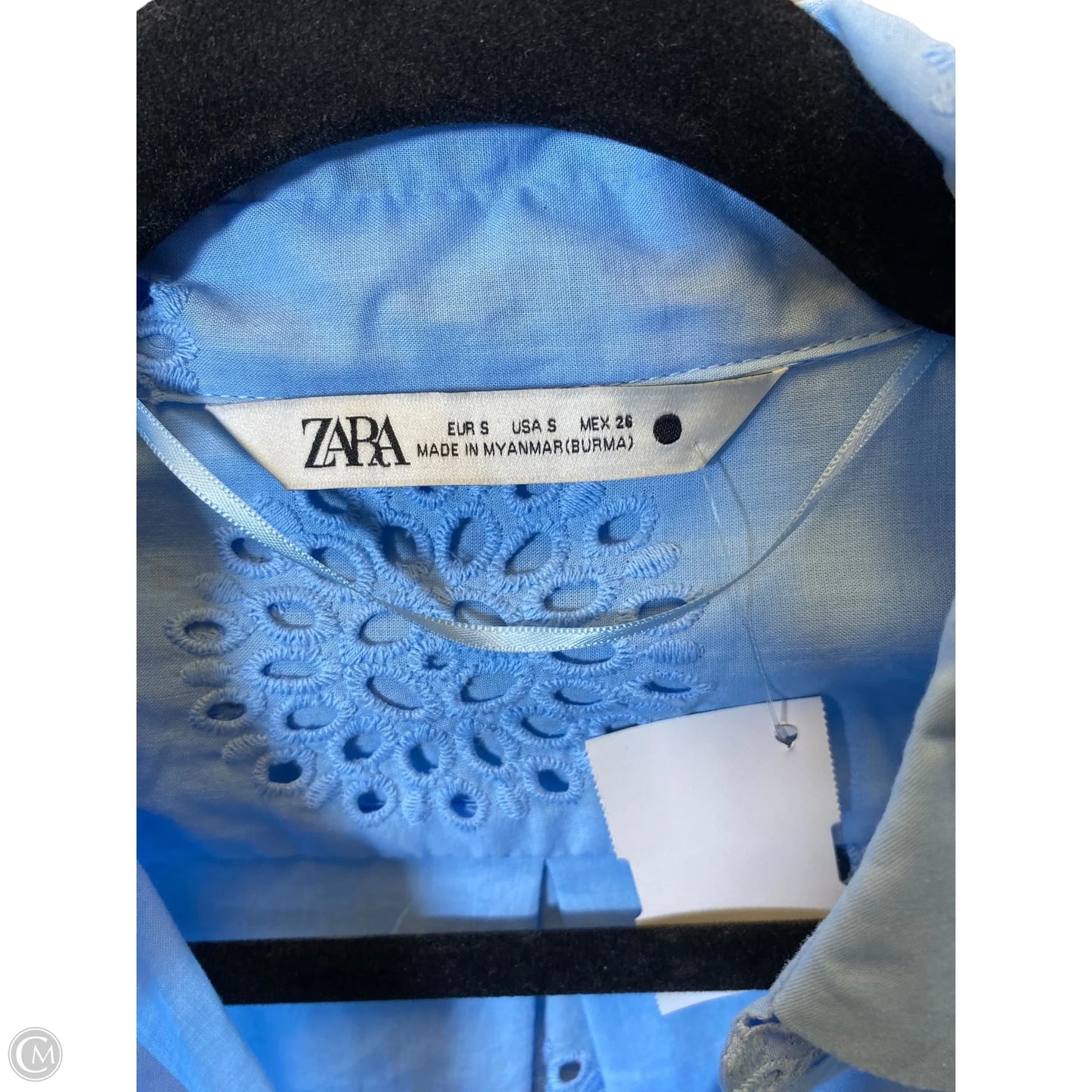 Blouse 3/4 Sleeve By Zara In Blue, Size: S