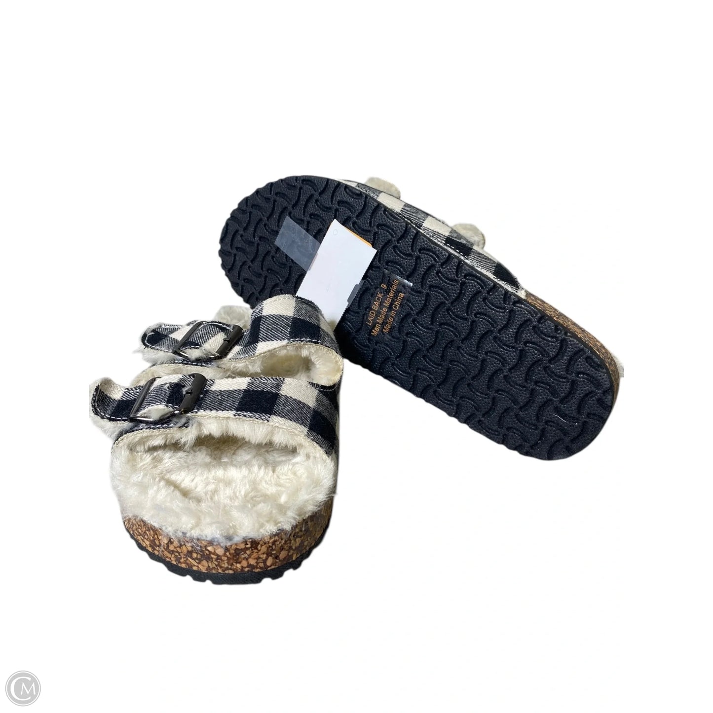 Sandals Flats By Corkys In Plaid Pattern, Size: 9