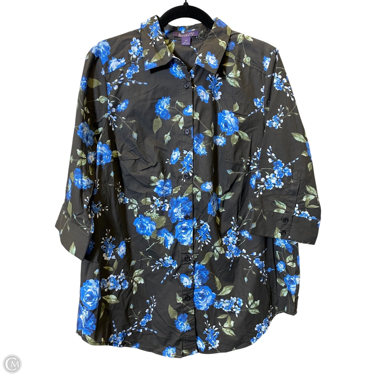 Blouse 3/4 Sleeve By Roamans In Floral Print, Size: Xl