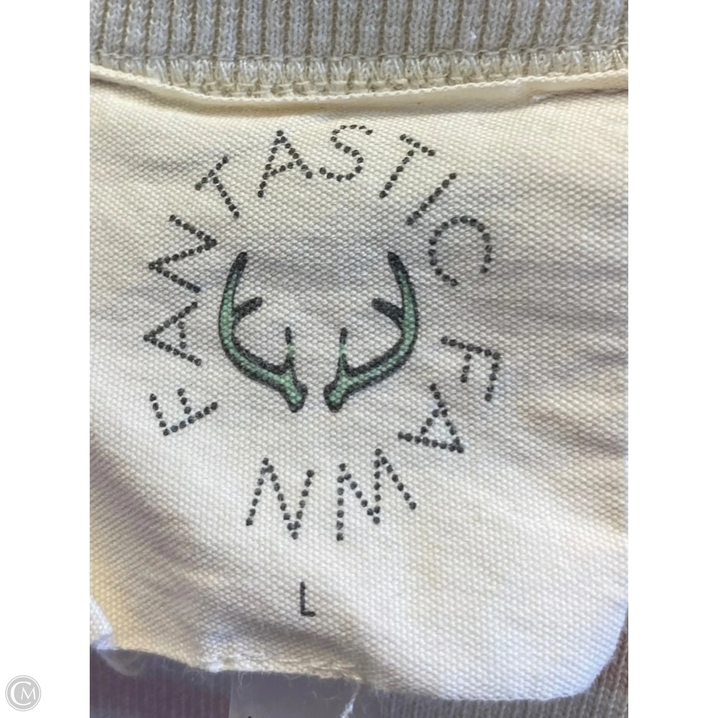 Top Short Sleeve By Fantastic Fawn In Cream & Pink, Size: L