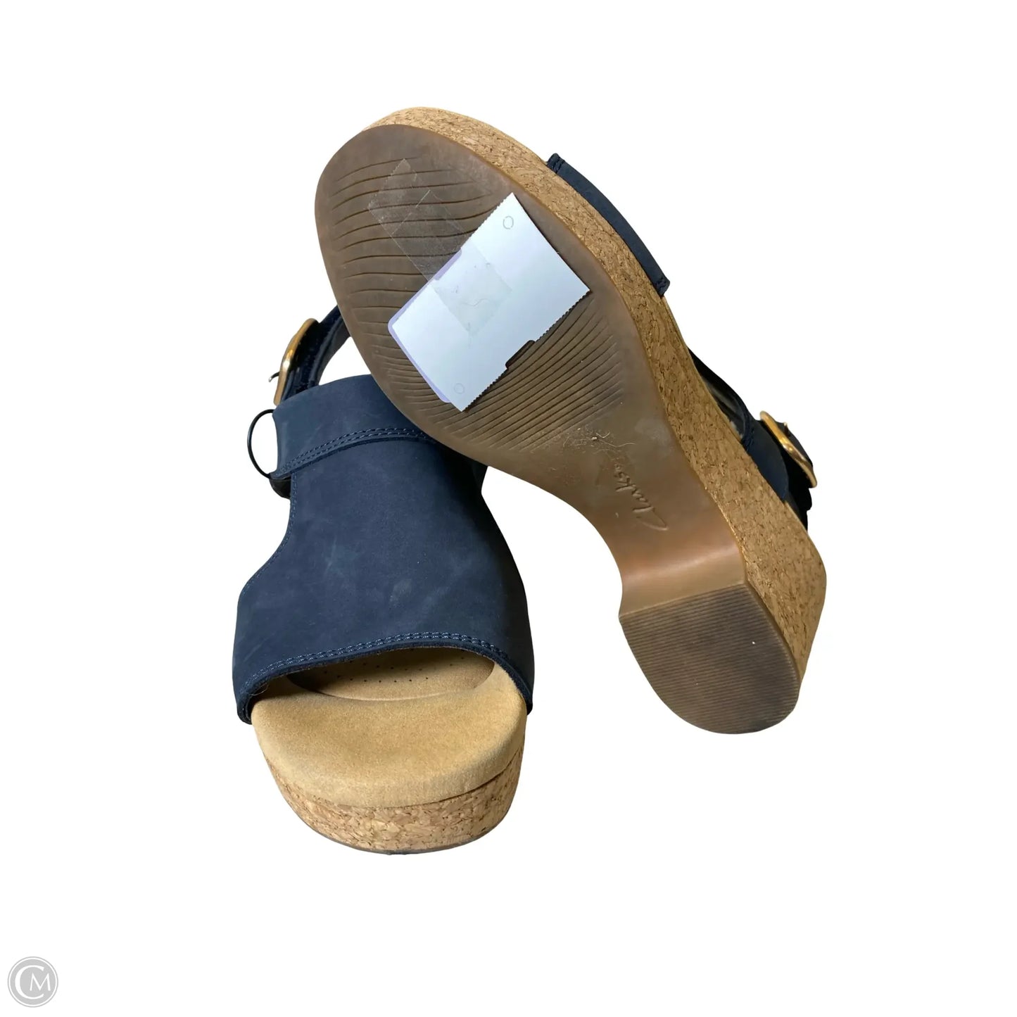 Shoes Heels Wedge By Clarks In Navy, Size: 9