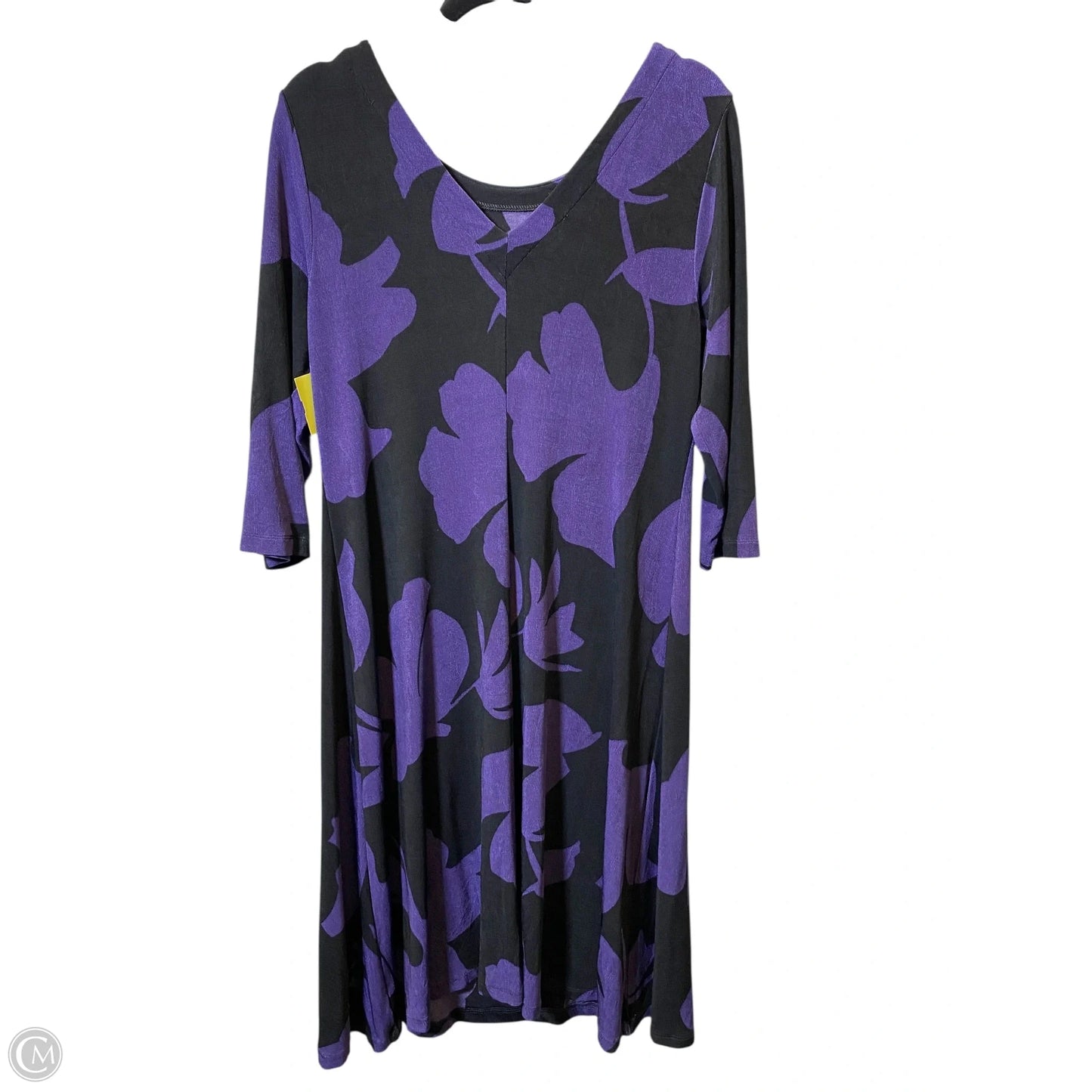 Dress Casual Midi By Chicos In Black & Purple, Size: L