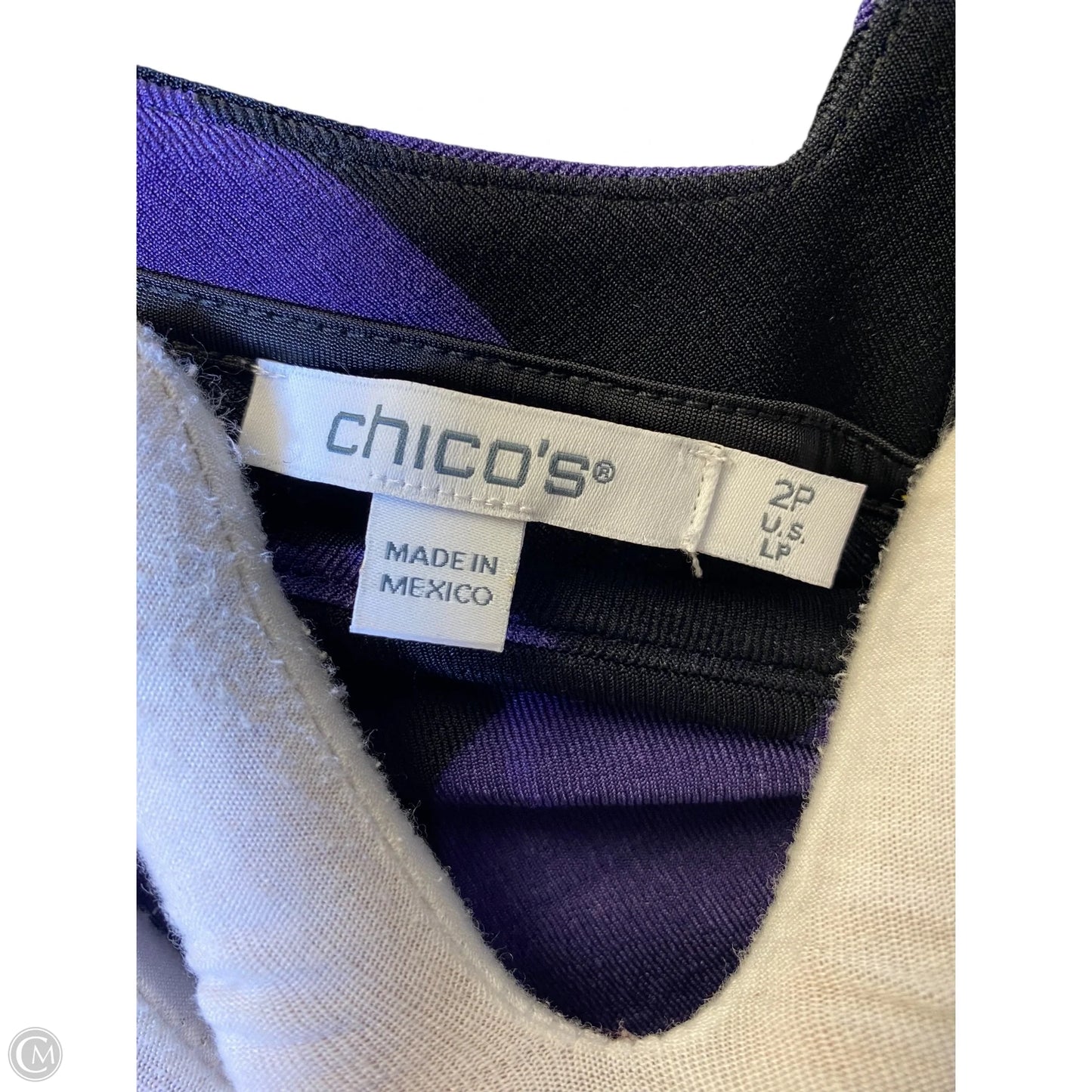 Dress Casual Midi By Chicos In Black & Purple, Size: L