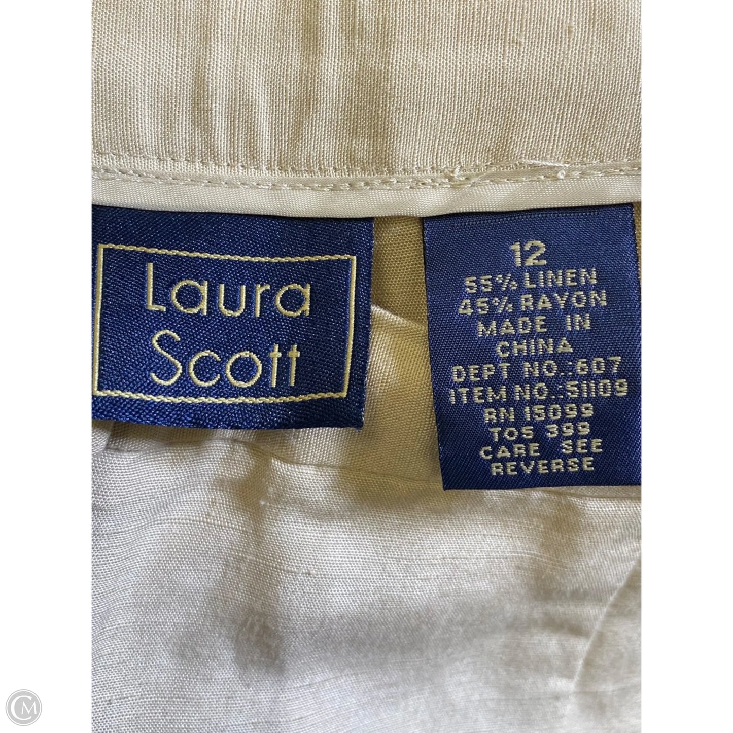 Pants Set 2pc By Laura Scott In Beige, Size: 12
