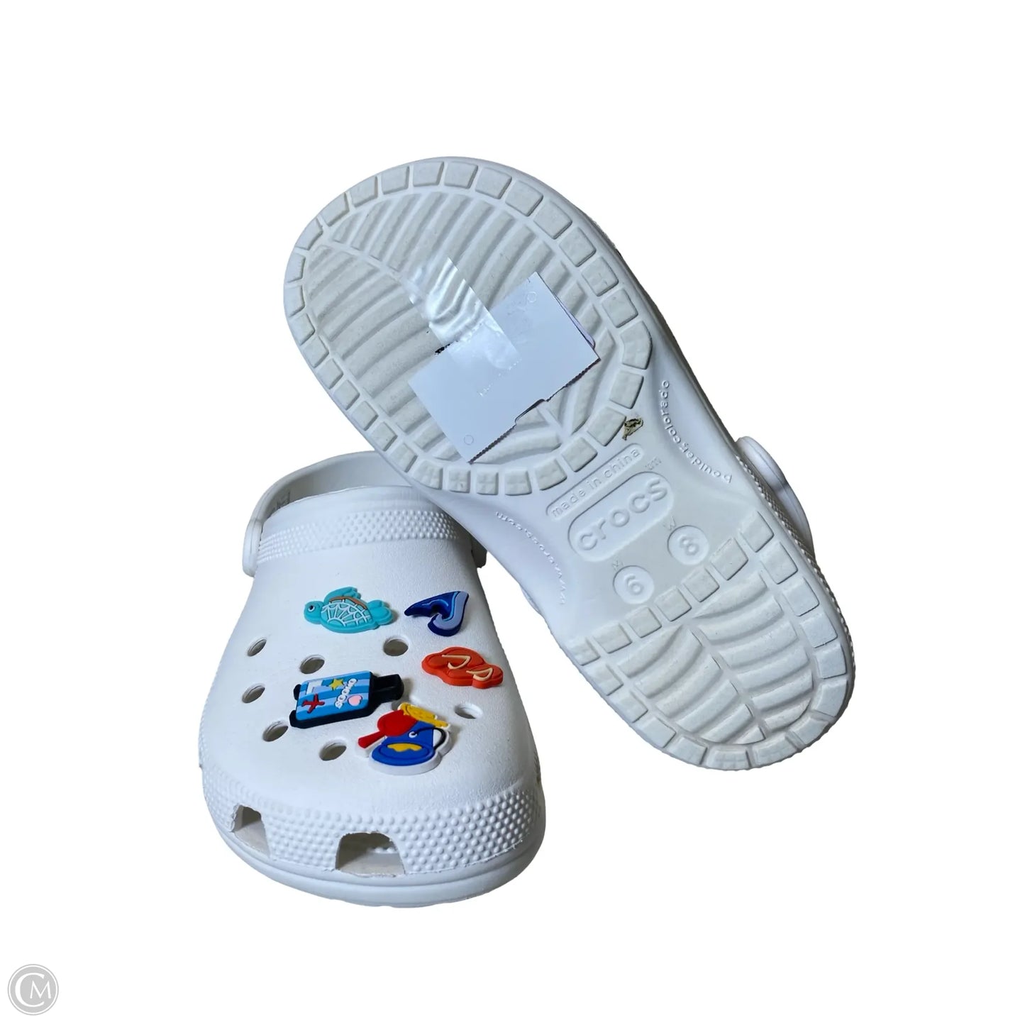 Shoes Flats By Crocs In White, Size: 8