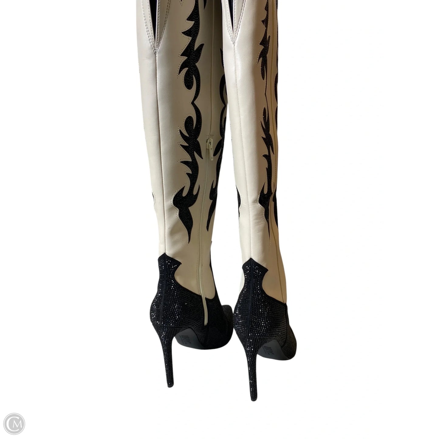 Boots Western By Inc In Black & Cream, Size: 7.5