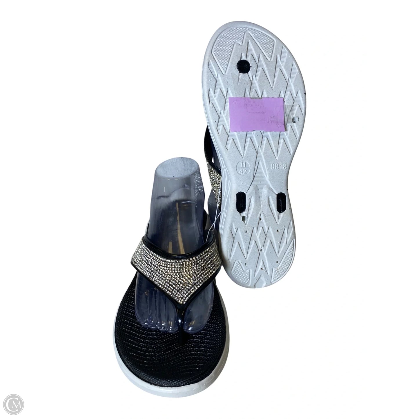 Sandals Flats By Capelli In Black & Silver, Size: 11