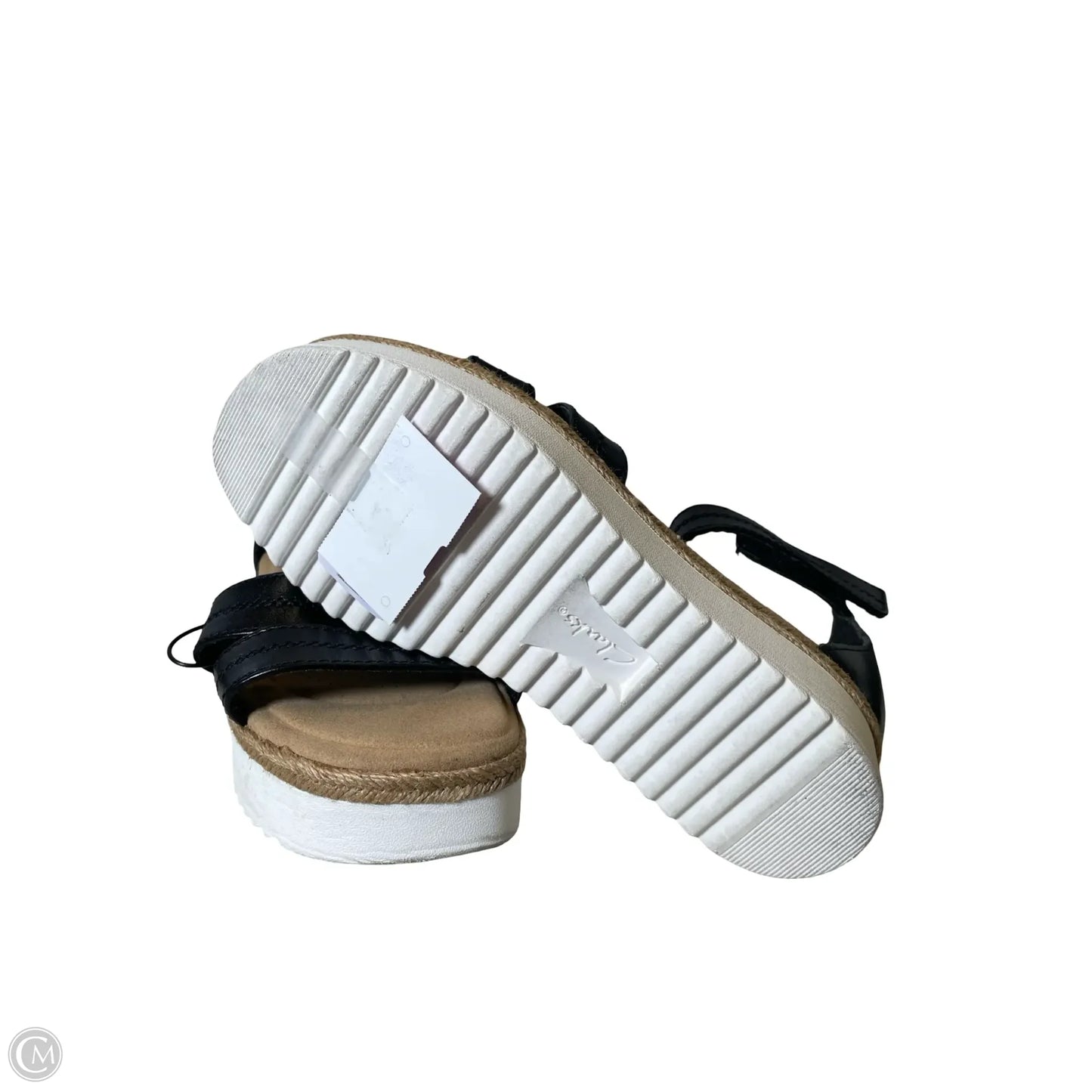 Sandals Heels Wedge By Clarks In Black & Tan, Size: 7