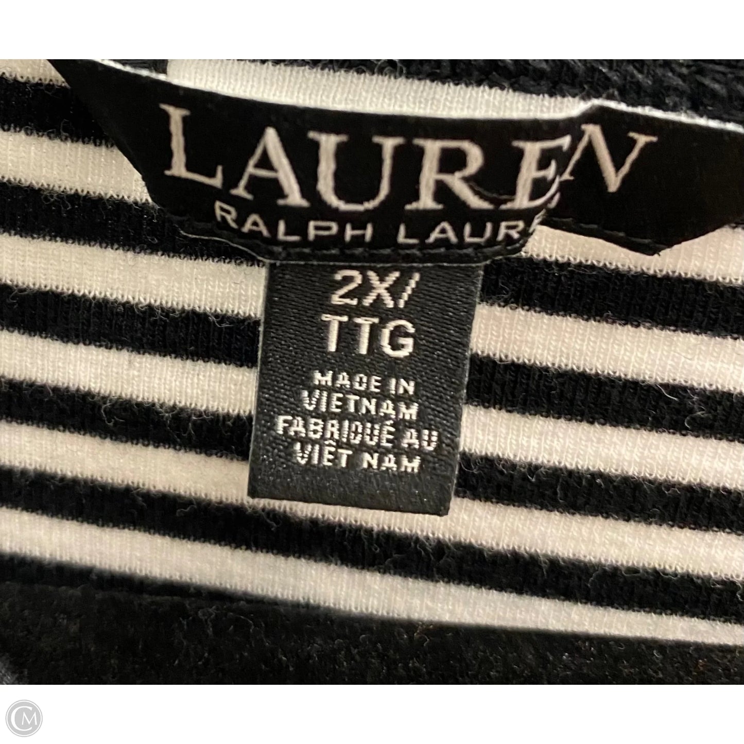 Top Short Sleeve By Lauren By Ralph Lauren In Striped Pattern, Size: 2x
