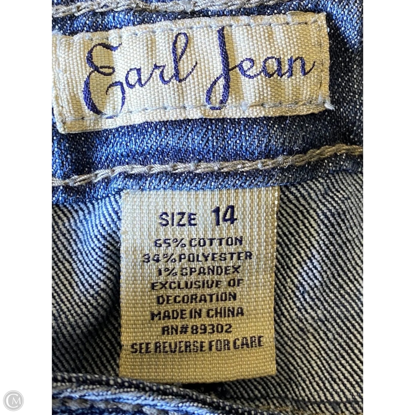 Jeans Straight By Earl Jean In Blue Denim, Size: 14
