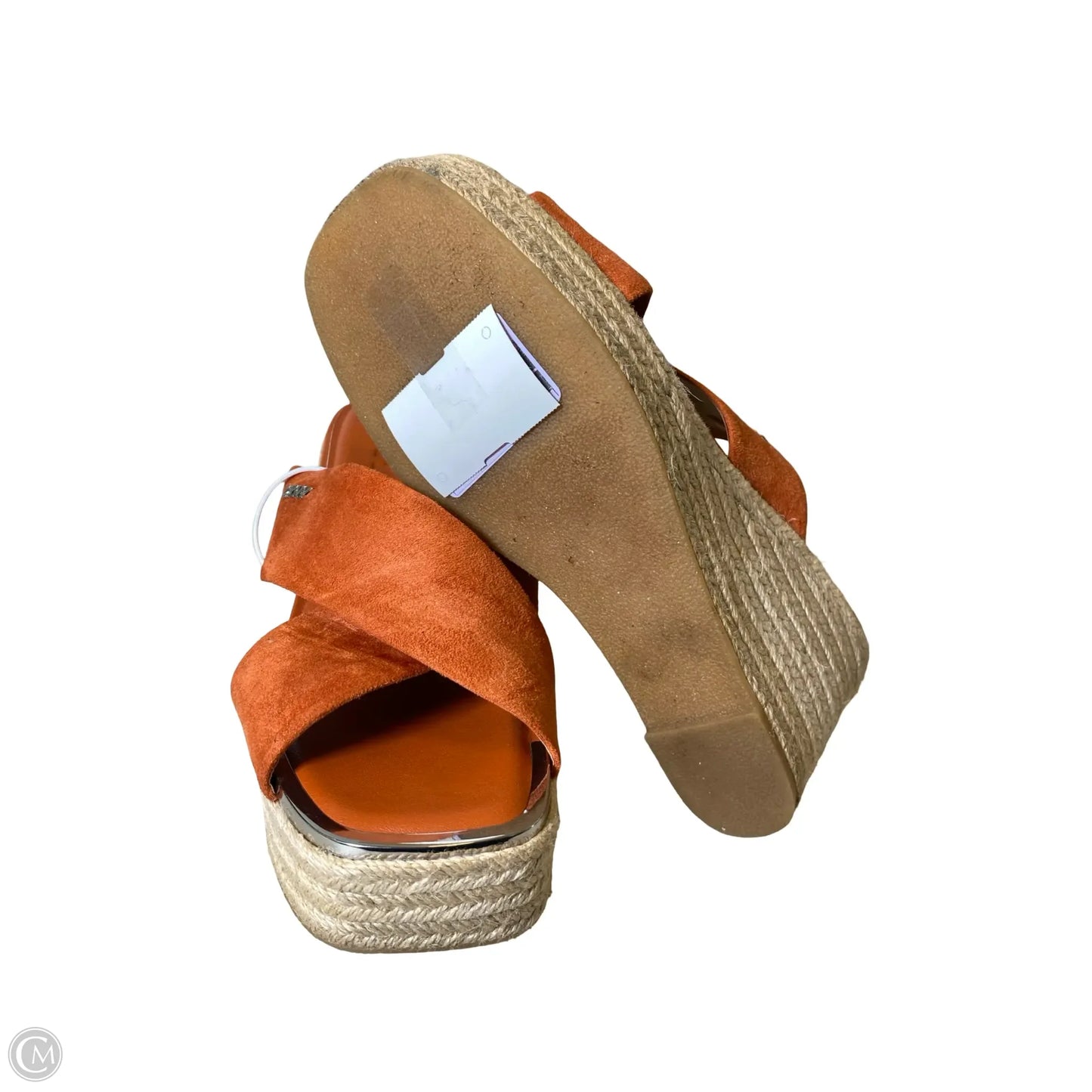 Sandals Heels Platform By Dkny In Orange, Size: 9