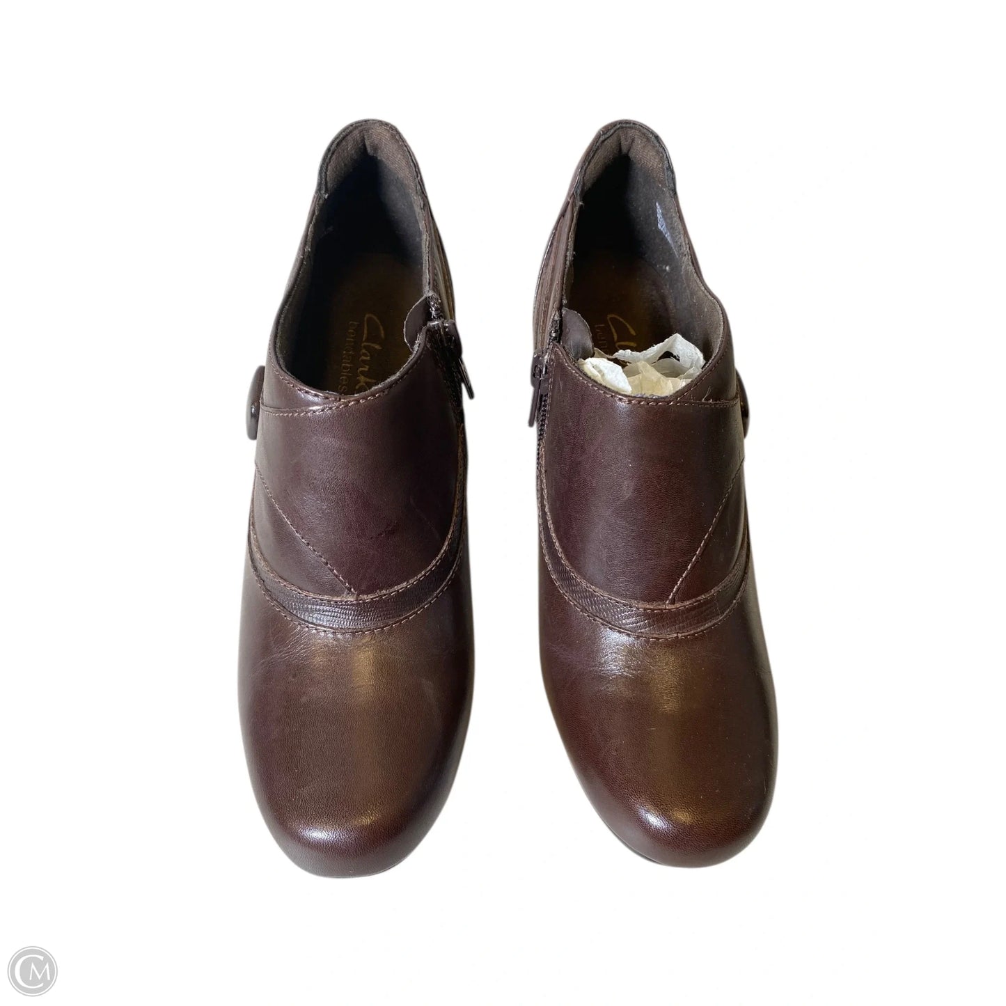 Boots Ankle Flats By Clarks In Brown, Size: 6