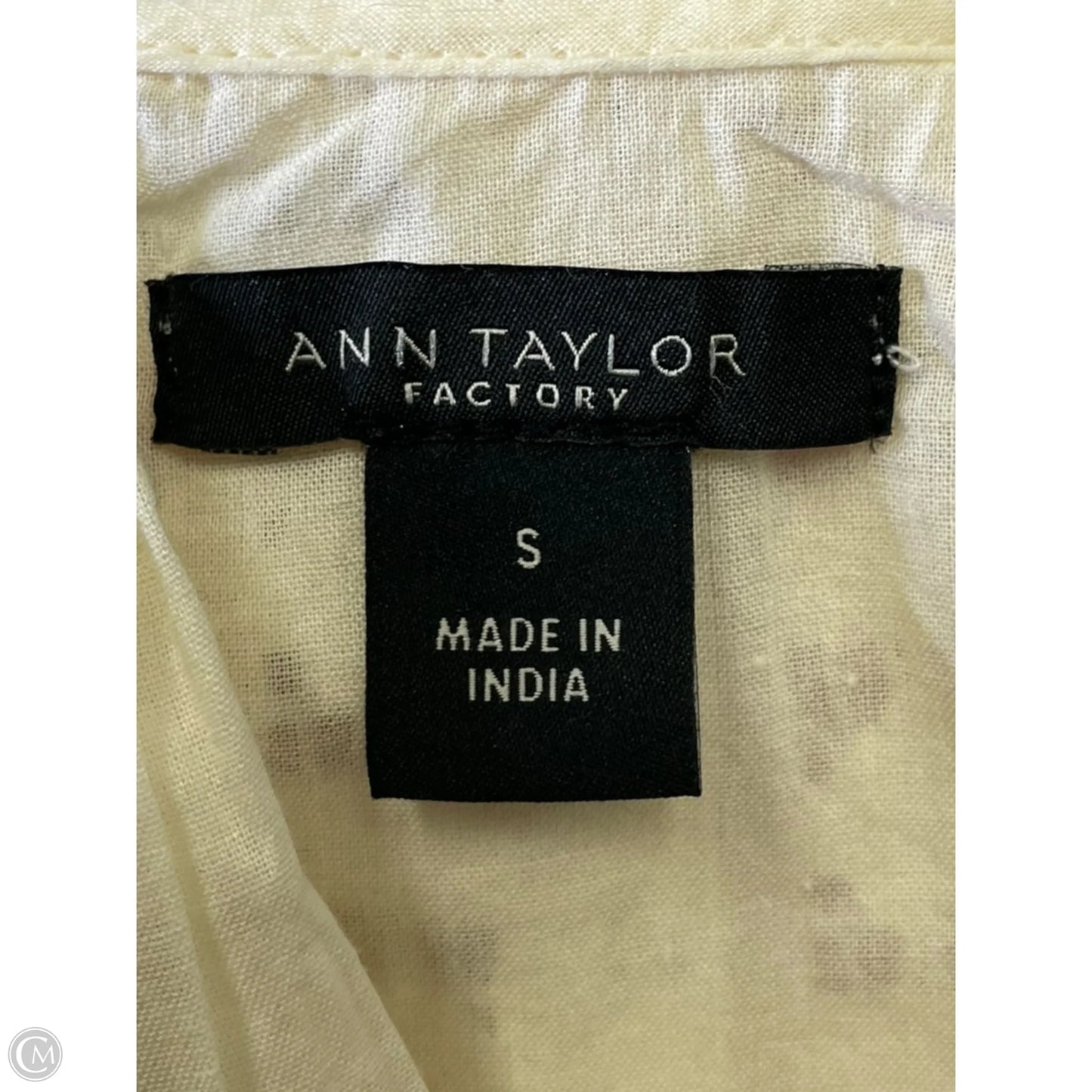 Top Short Sleeve By Ann Taylor In Cream, Size: S