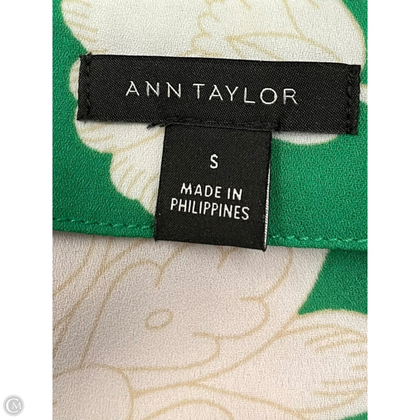 Top Short Sleeve By Ann Taylor In Green & White, Size: S