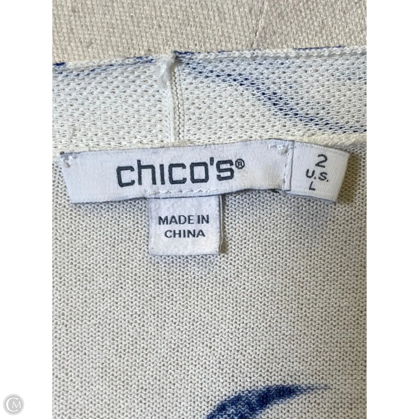 Cardigan By Chicos In Blue & White, Size: L