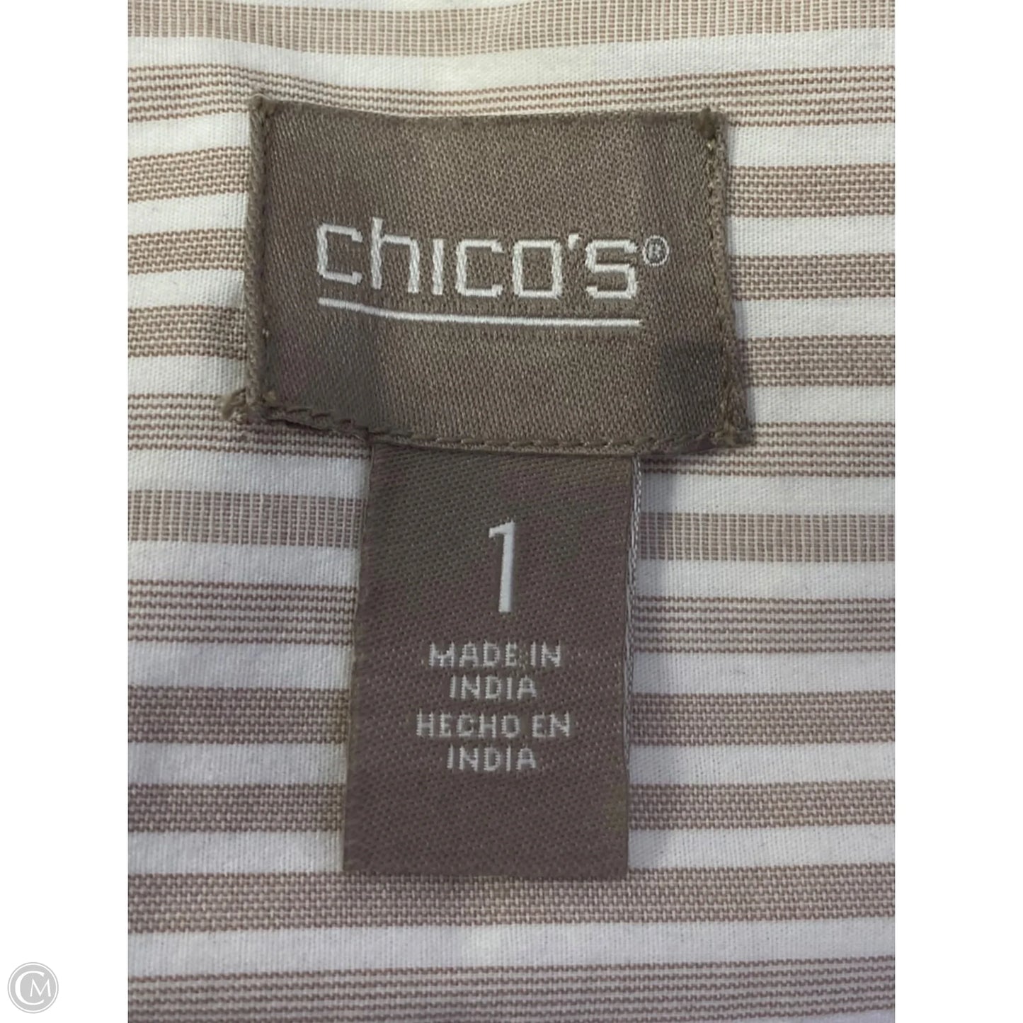 Top Long Sleeve By Chicos In Striped Pattern, Size: M